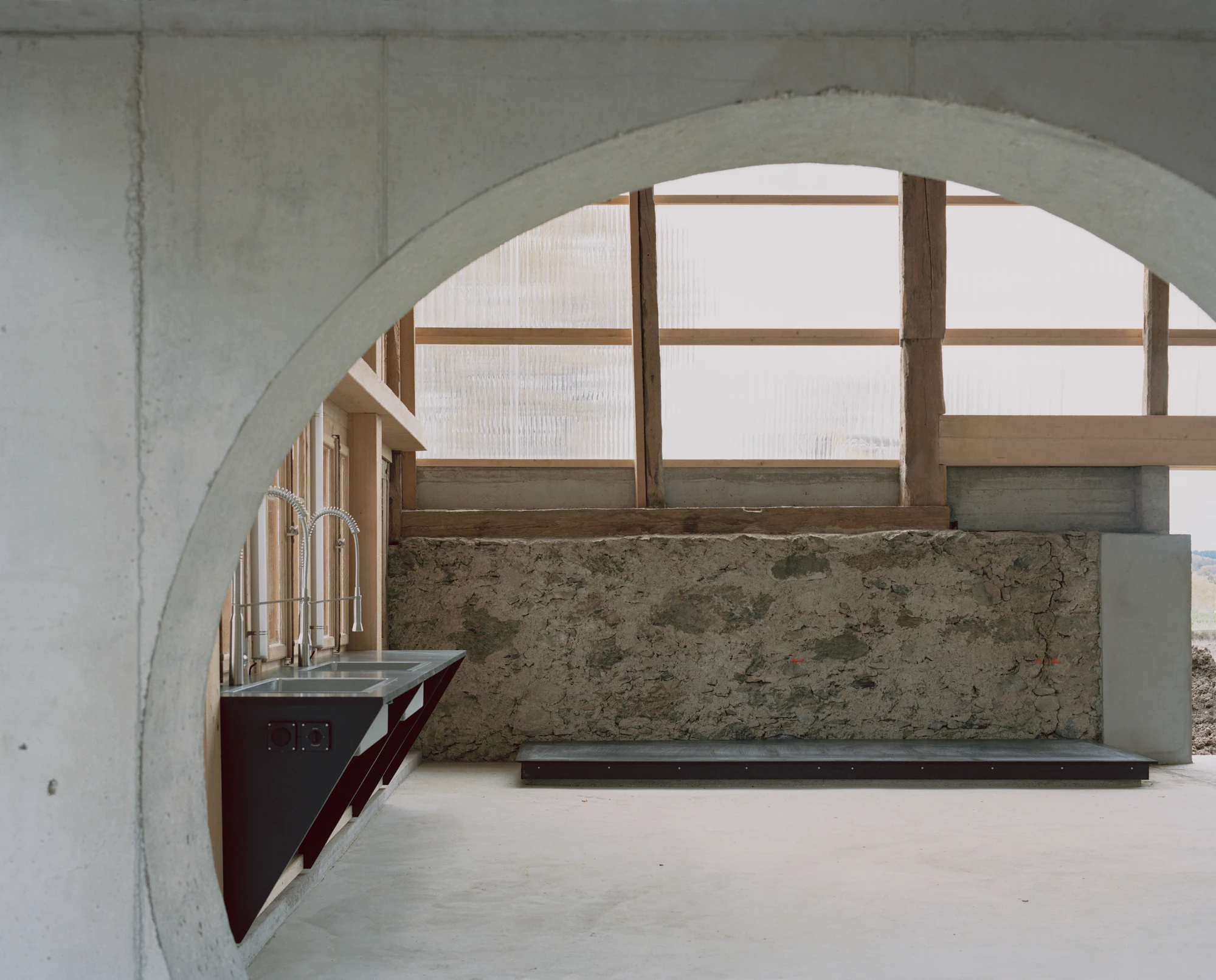 The Inverted Farm renovation by BARD YERSIN Architectes with timber and greenhouse, switzerland, architecture