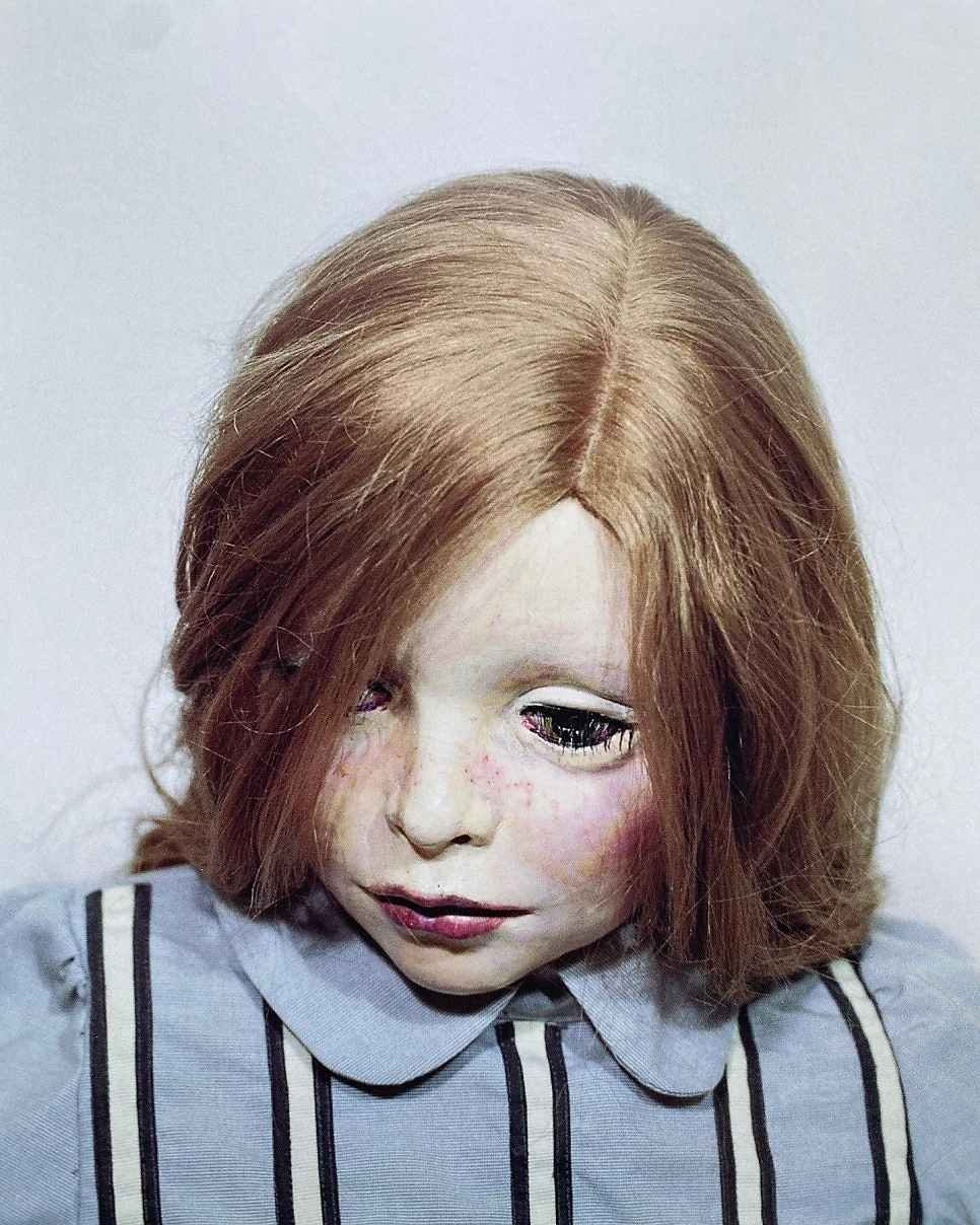 40 Portraits 2003-2008 by Gisèle Vienne, handcrafted doll portrait with pale skin and glazed eyes, contemporary art photography and sculpture