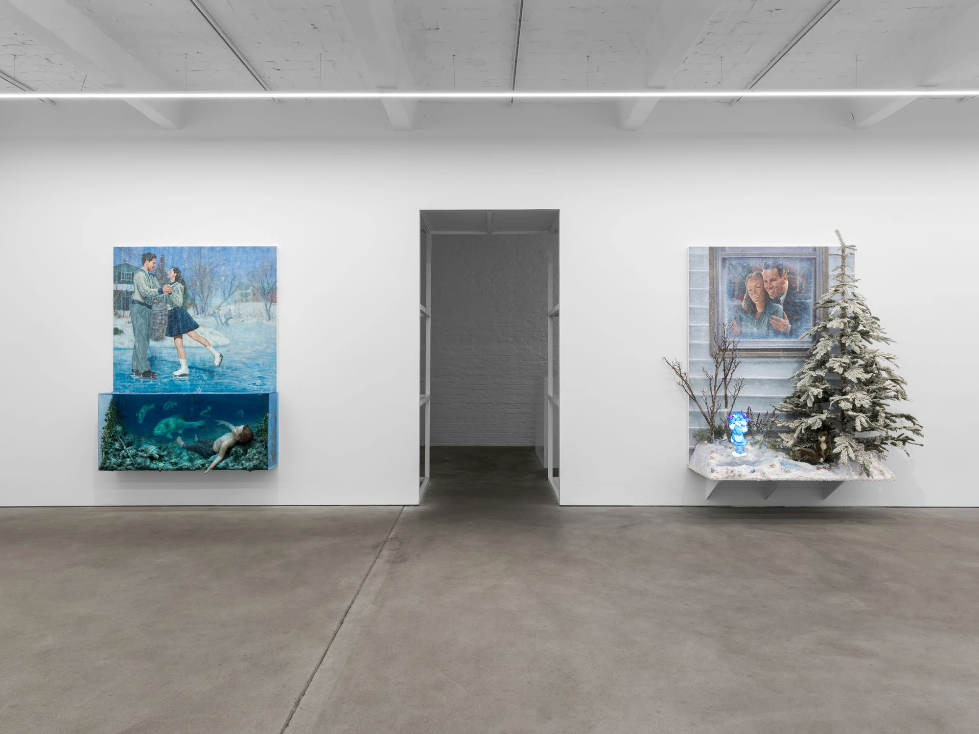 Cold Front exhibition by Trey Abdella at Kraupa-Tuskany Zeidler Berlin, mixed-media installation with winter scenes, contemporary art sculpture and painting