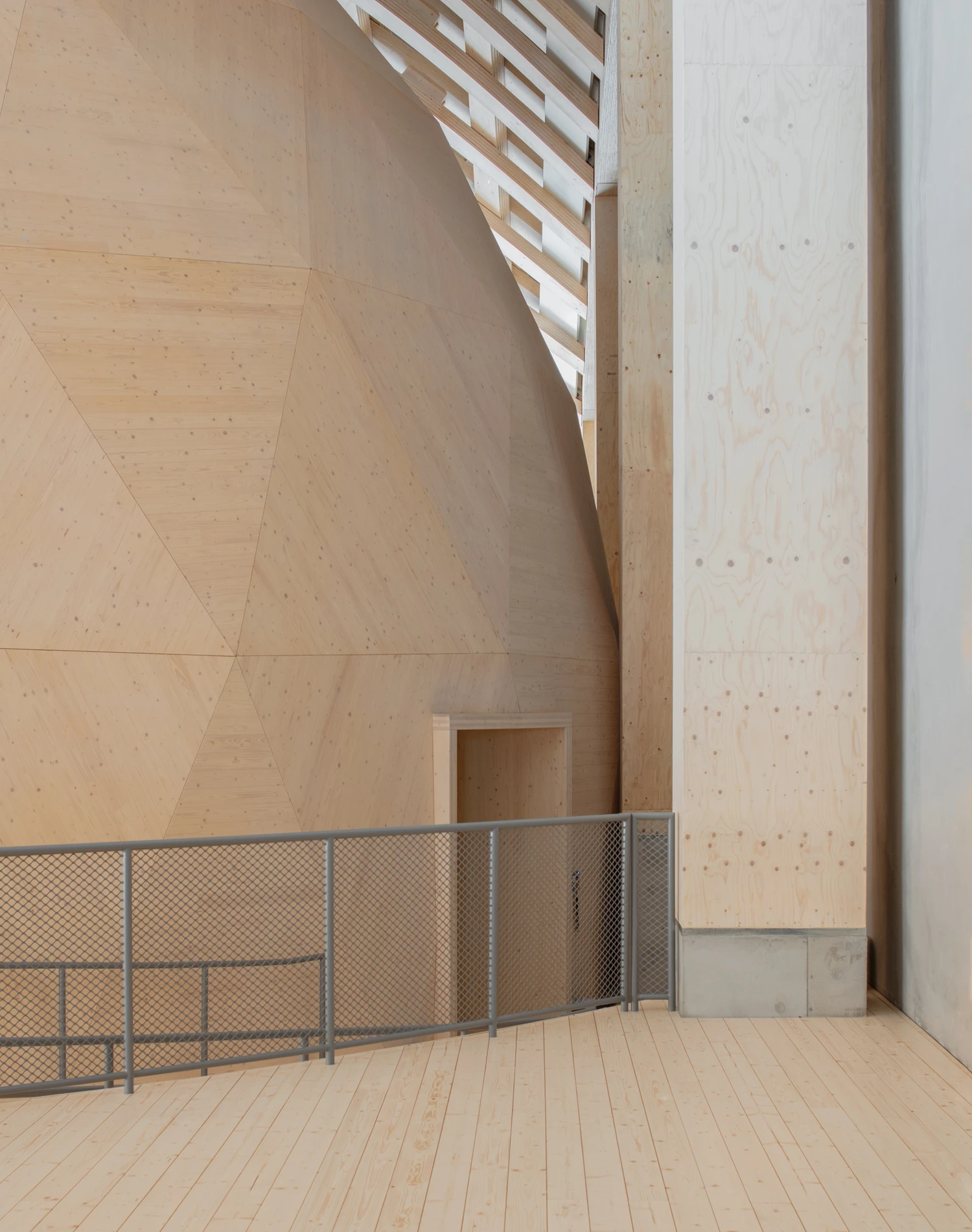 Wisdome Stockholm by Elding Oscarson at National Museum of Technology Sweden, timber dome extension with visualization sphere and exhibition hall, engineered wood construction by Blumer Lehmann