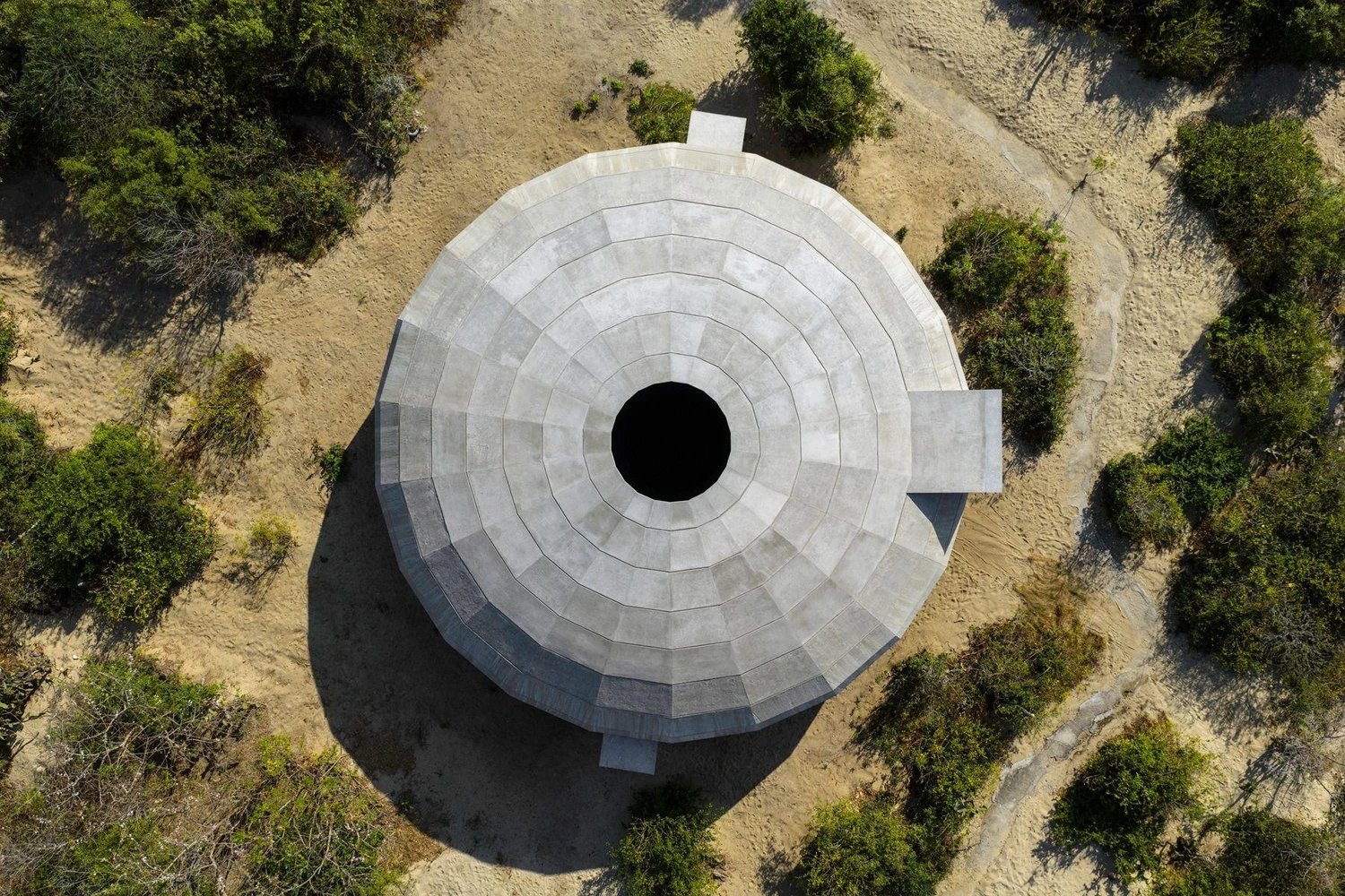 Casa Wabi Mushroom Pavilion by OMA Shohei Shigematsu in Puerto Escondido Mexico, domed concrete pavilion for mushroom cultivation on Bosco Sodi art campus, architecture pavilion