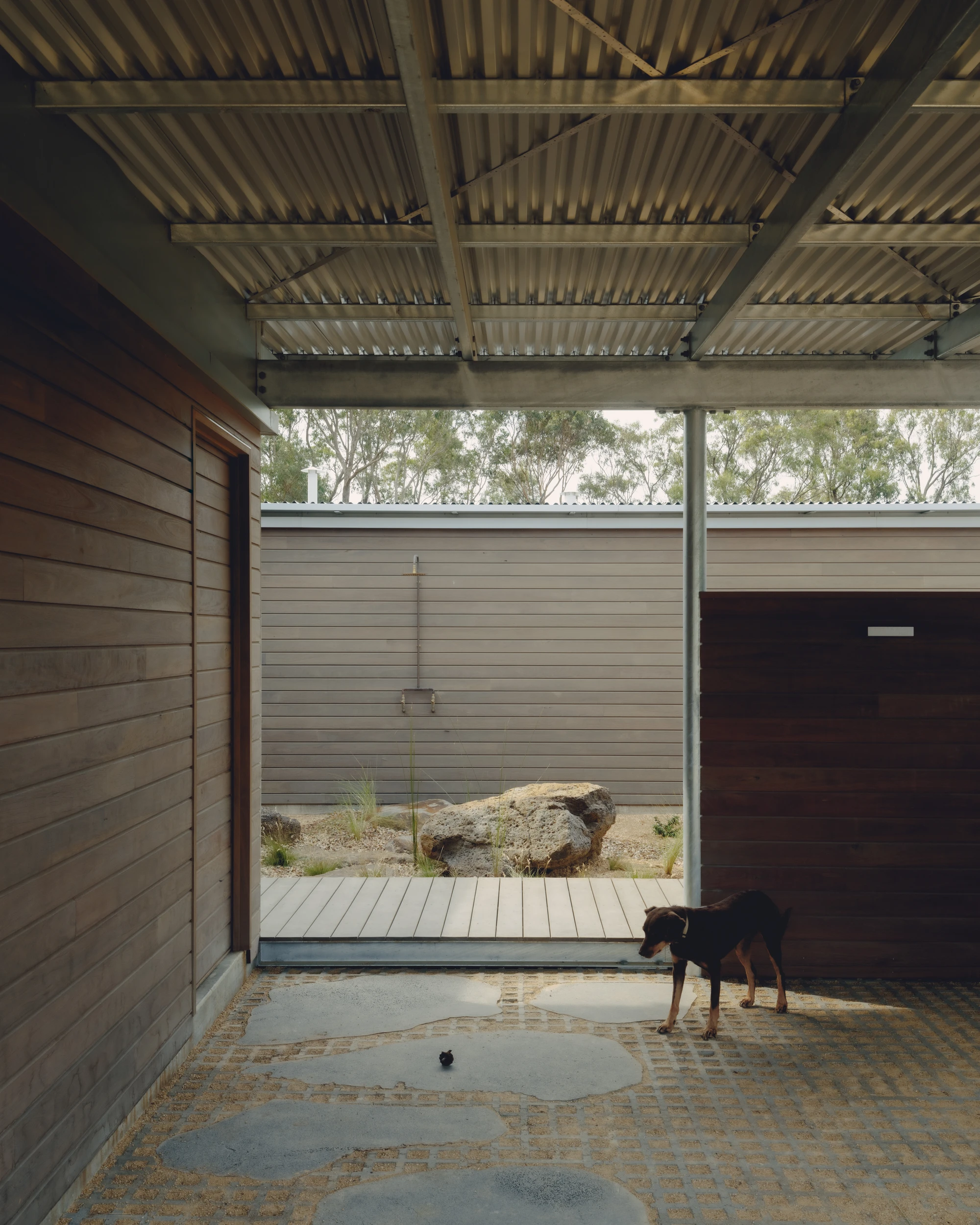 Ironbark House by Not All Architecture on Great Ocean Road Australia, coastal bush retreat with ironbark timber cladding galvanised steel frame and Utzon-inspired modular planning