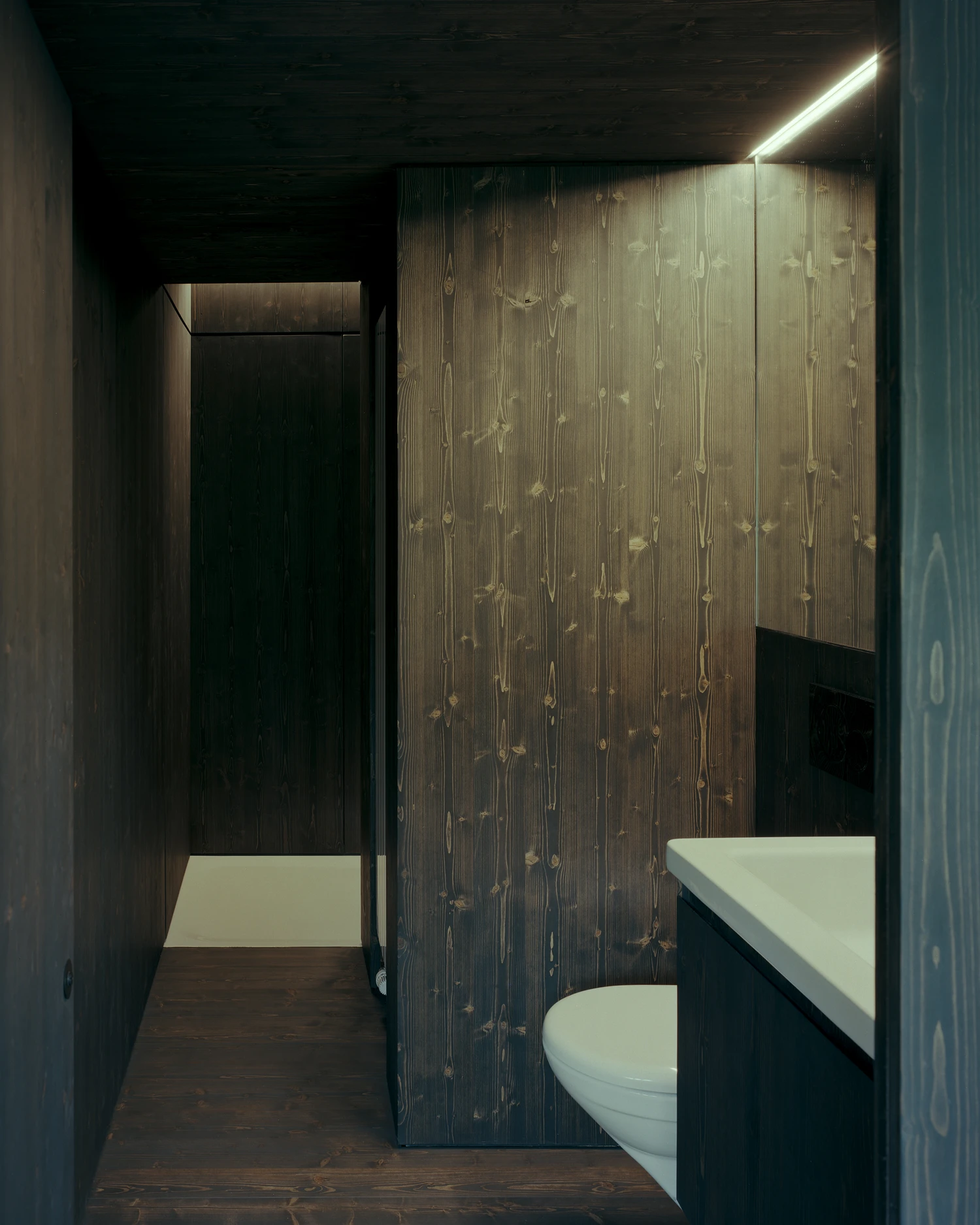 Attic Conversion in Riehen by Raeto Studer Architekten near Basel Switzerland, 1969 house renovation with black oiled cupboards soundproofed studio box clay plaster and PV roof