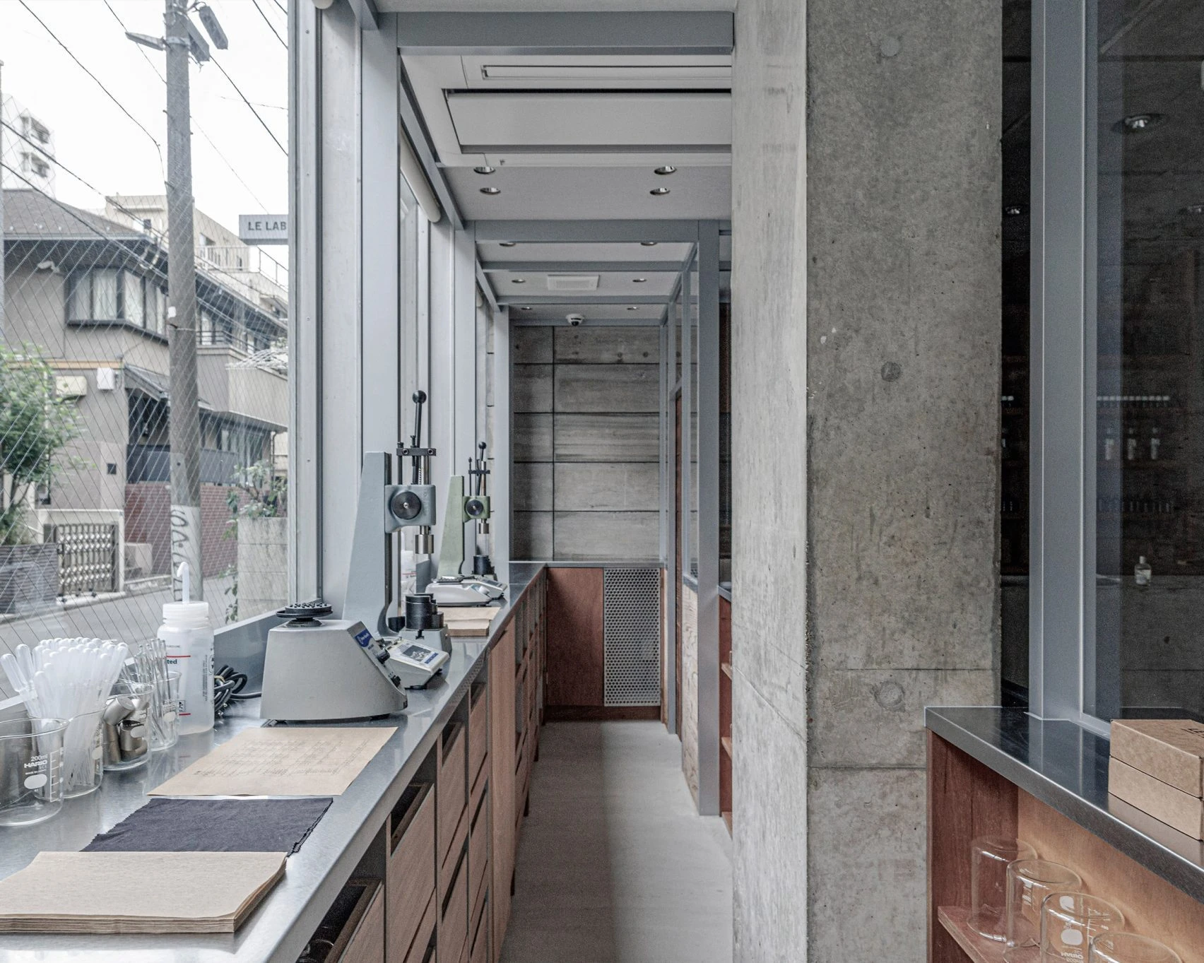 Le Labo Store by Schemata Architects, Daikanyama, Tokyo, Japan, wood grain concrete, concept store, interiors