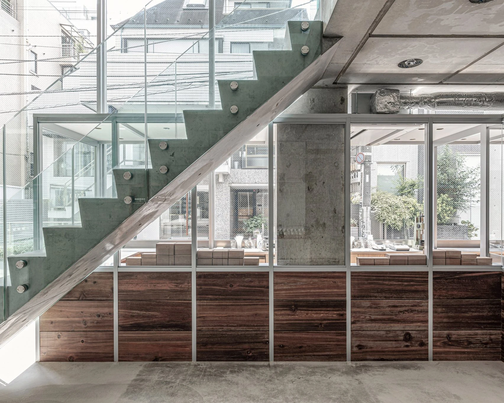 Le Labo Store by Schemata Architects, Daikanyama, Tokyo, Japan, wood grain concrete, concept store, interiors