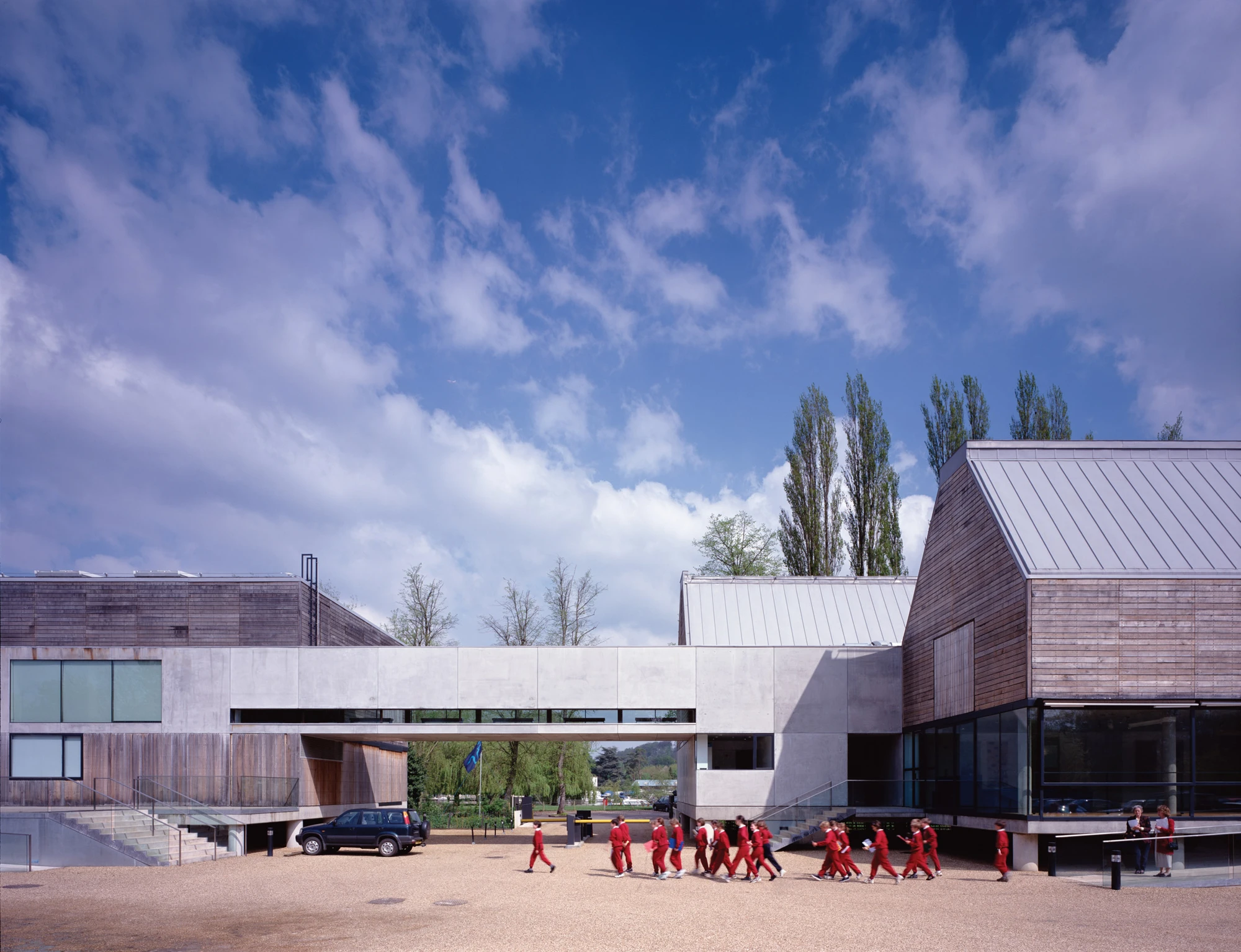 River and Rowing Museum by David Chipperfield Architects, Henley-on-Thames, Oxfordshire, UK, green oak, concrete, pitched volumes, barn