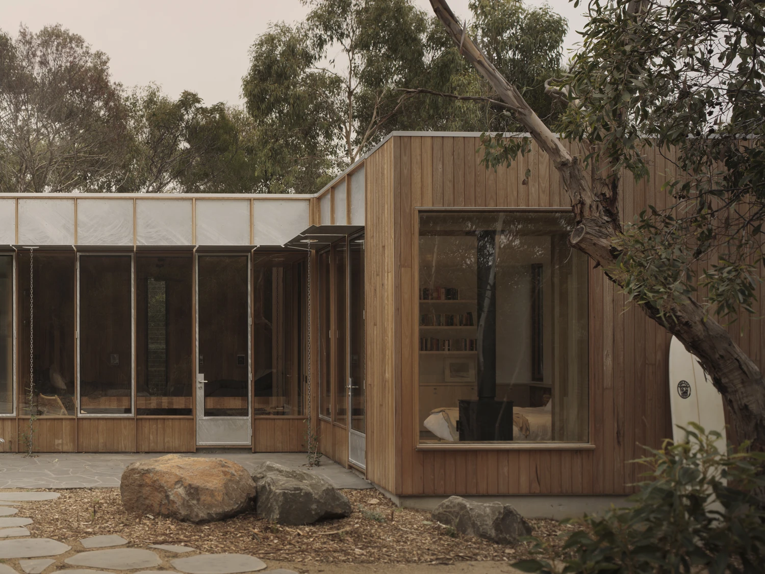 No.23 beach house by Tristan Burfield in Aireys Inlet Great Ocean Road Australia, blackbutt timber and galvanised steel coastal architecture with ships cabin bunk room
