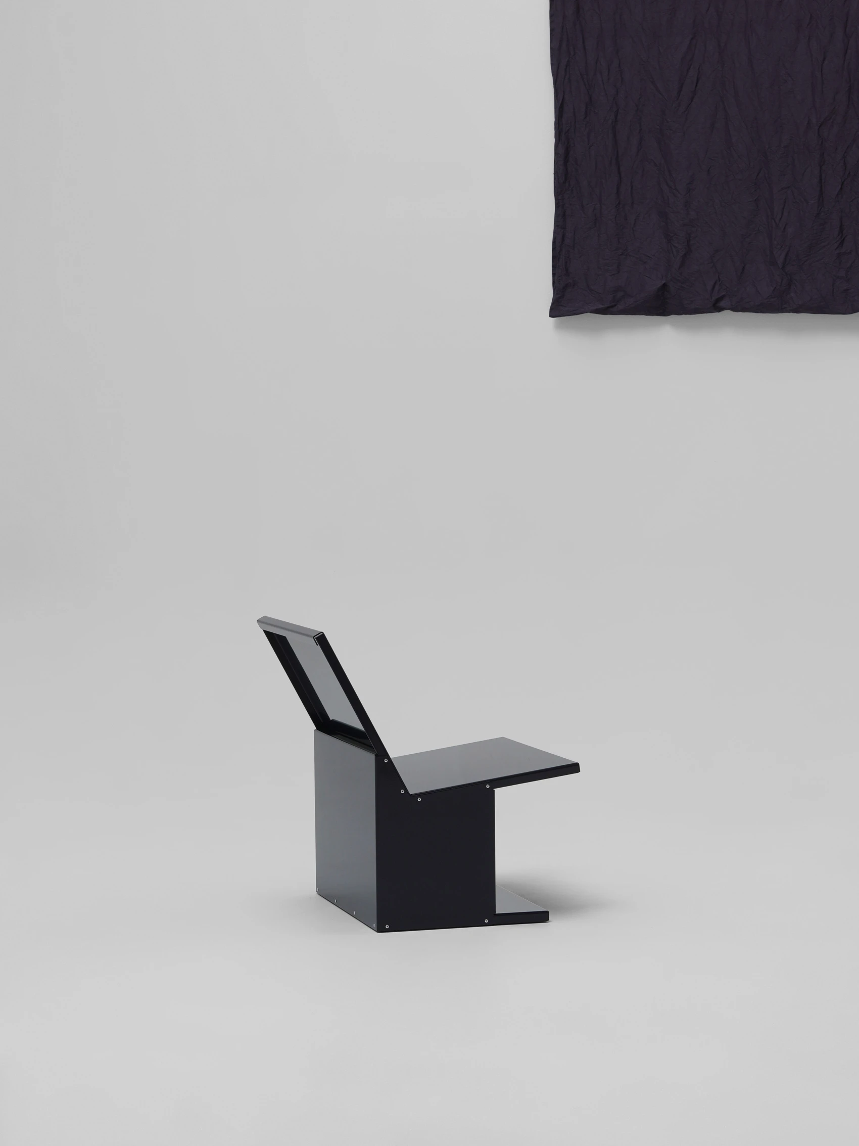 Azukimé low chair by CPRV, riveted bent aluminum, French industrial design, furniture