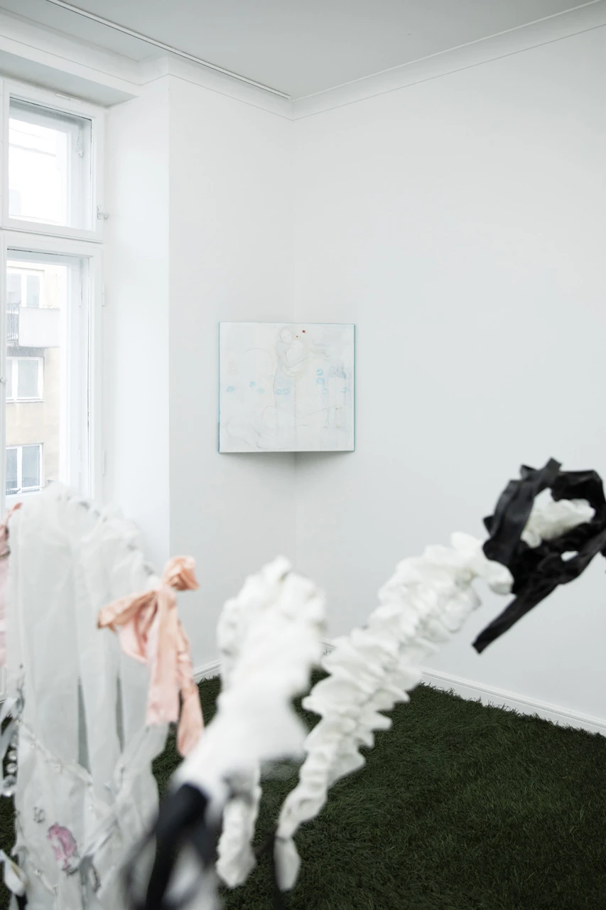 Here Be Small Monsters group exhibition, Paris France, ceramic sculpture installation, Emergency Space