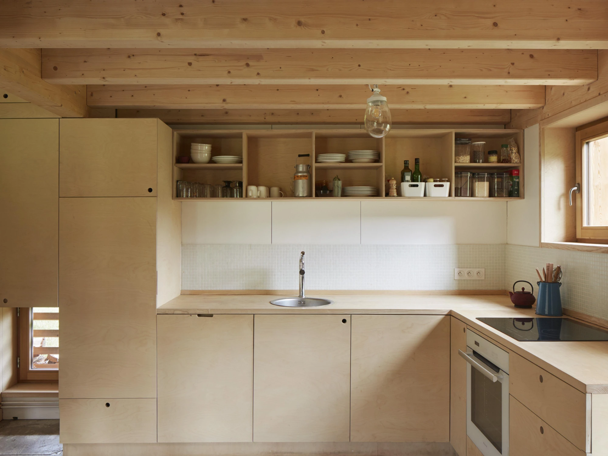 L'Onde house by arba architecture, Murat Cantal France, larch cladding zinc wave roof, rural architecture