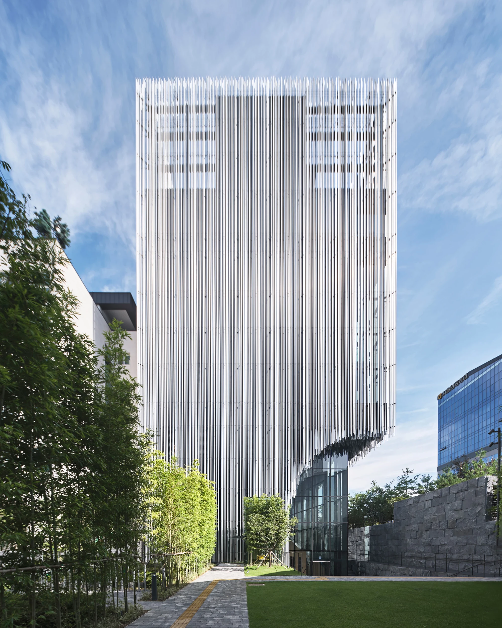 The Audeum audio museum by Kengo Kuma with aluminum louvers and wood interior, Seoul Guide