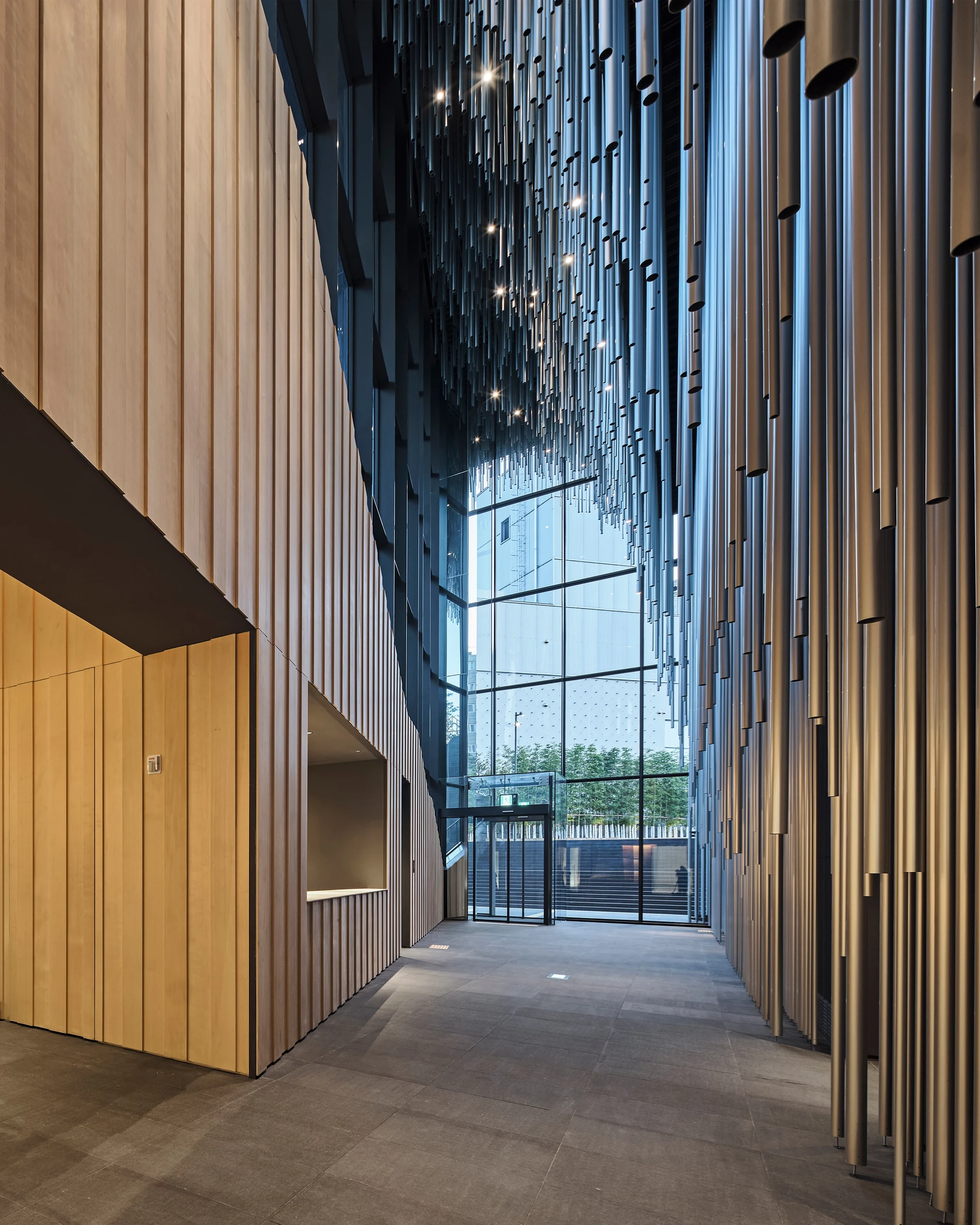 The Audeum audio museum by Kengo Kuma with aluminum louvers and wood interior, Seoul Guide