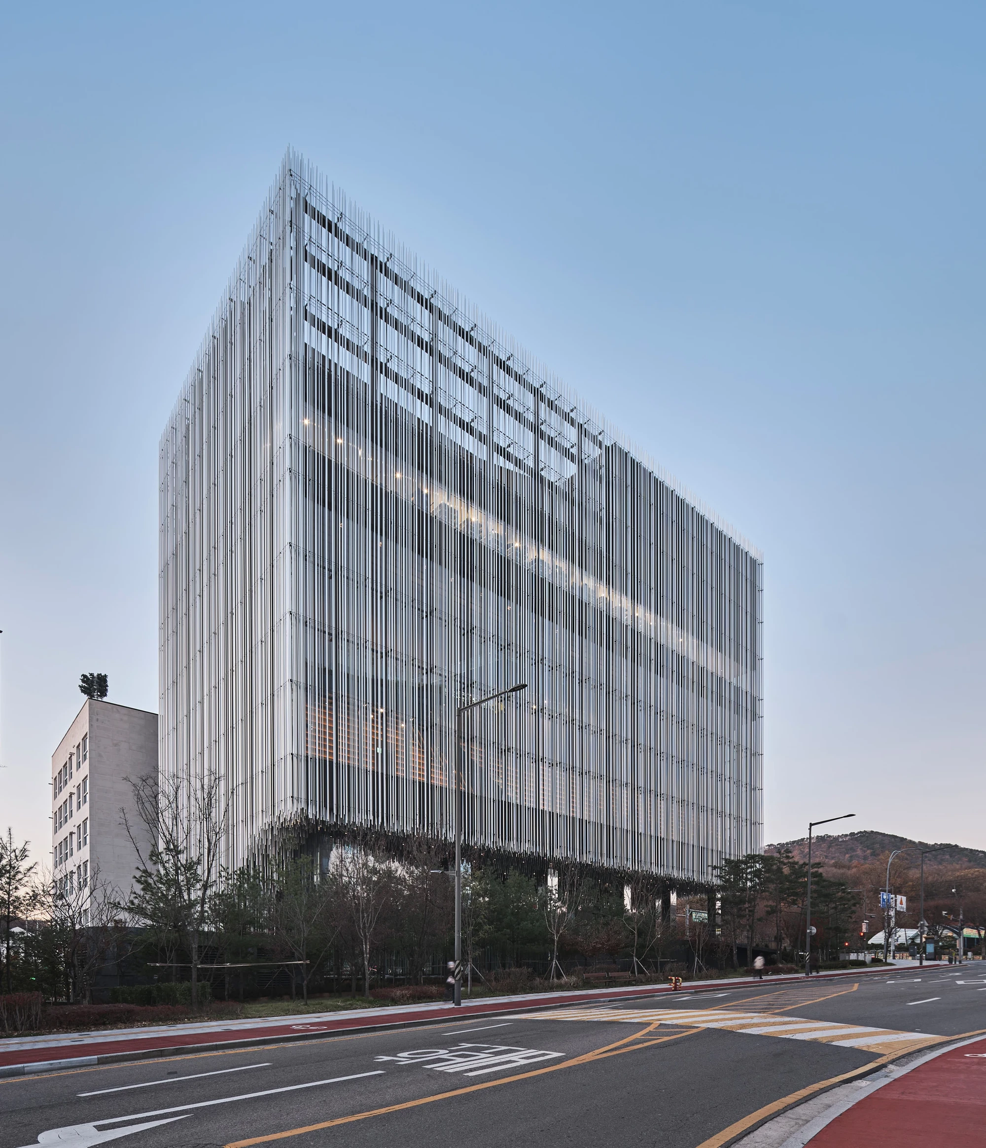 The Audeum audio museum by Kengo Kuma with aluminum louvers and wood interior, Seoul Guide