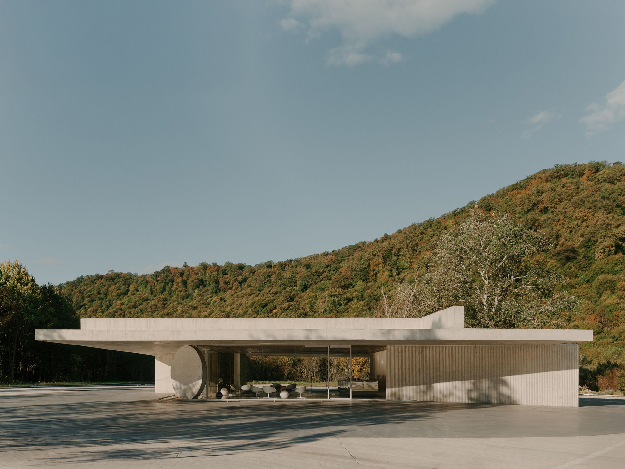 Reception Pavilion by David Giorgadze Architects, concrete lakeside reception pavilion at Kvareli Lake in Kakheti, Georgia, architecture