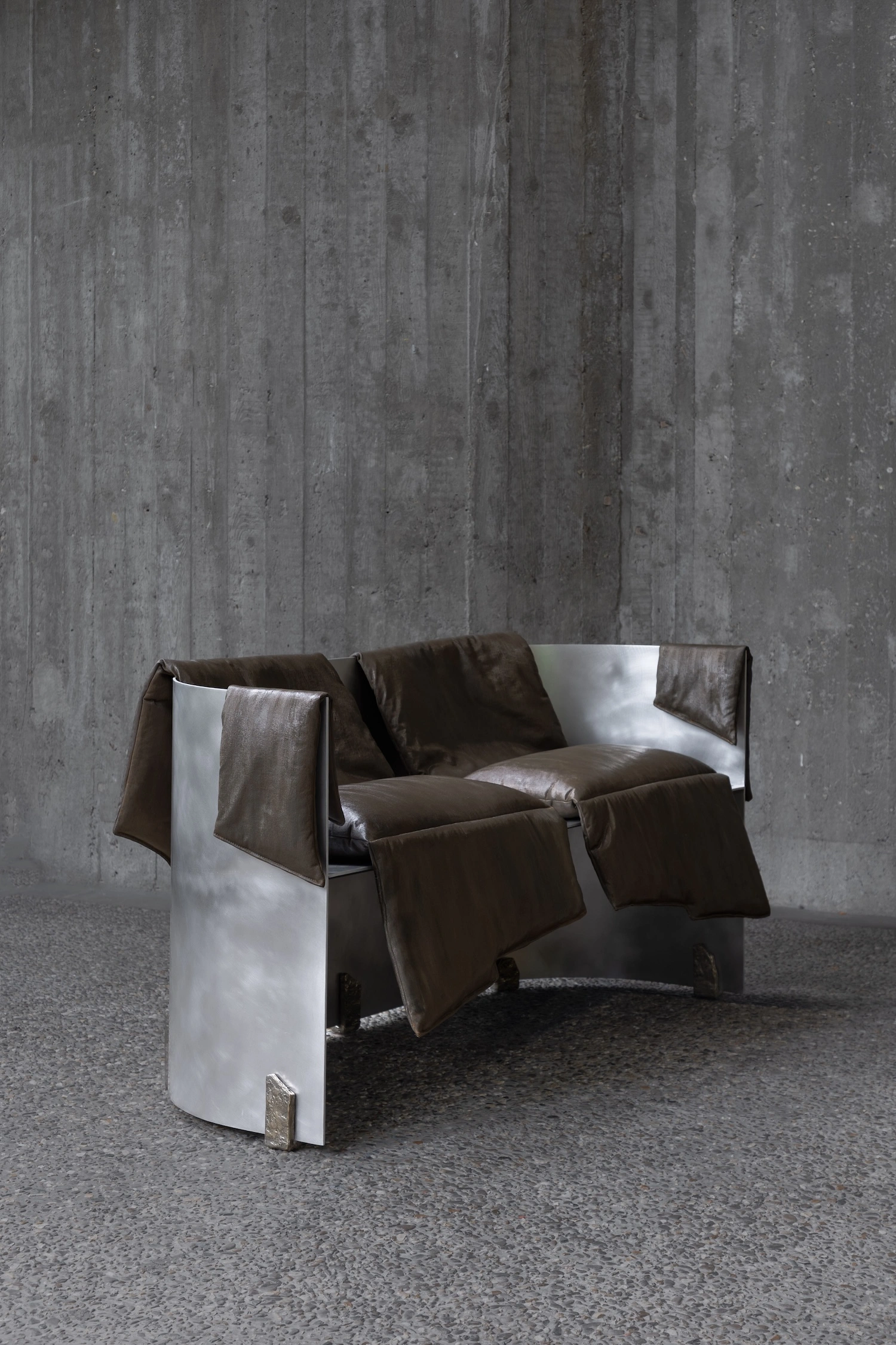 Reworked Series by Linde Freya Tangelder, collectible design, steel furniture, leather