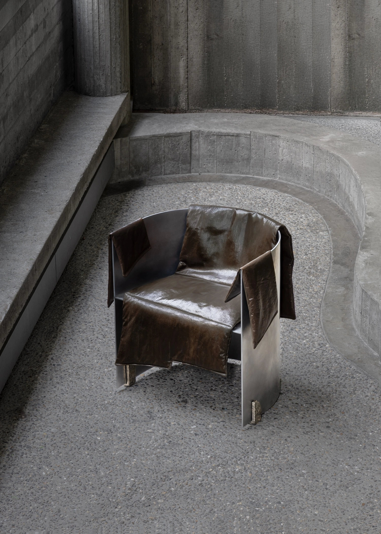 Reworked Series by Linde Freya Tangelder, collectible design, steel furniture, leather