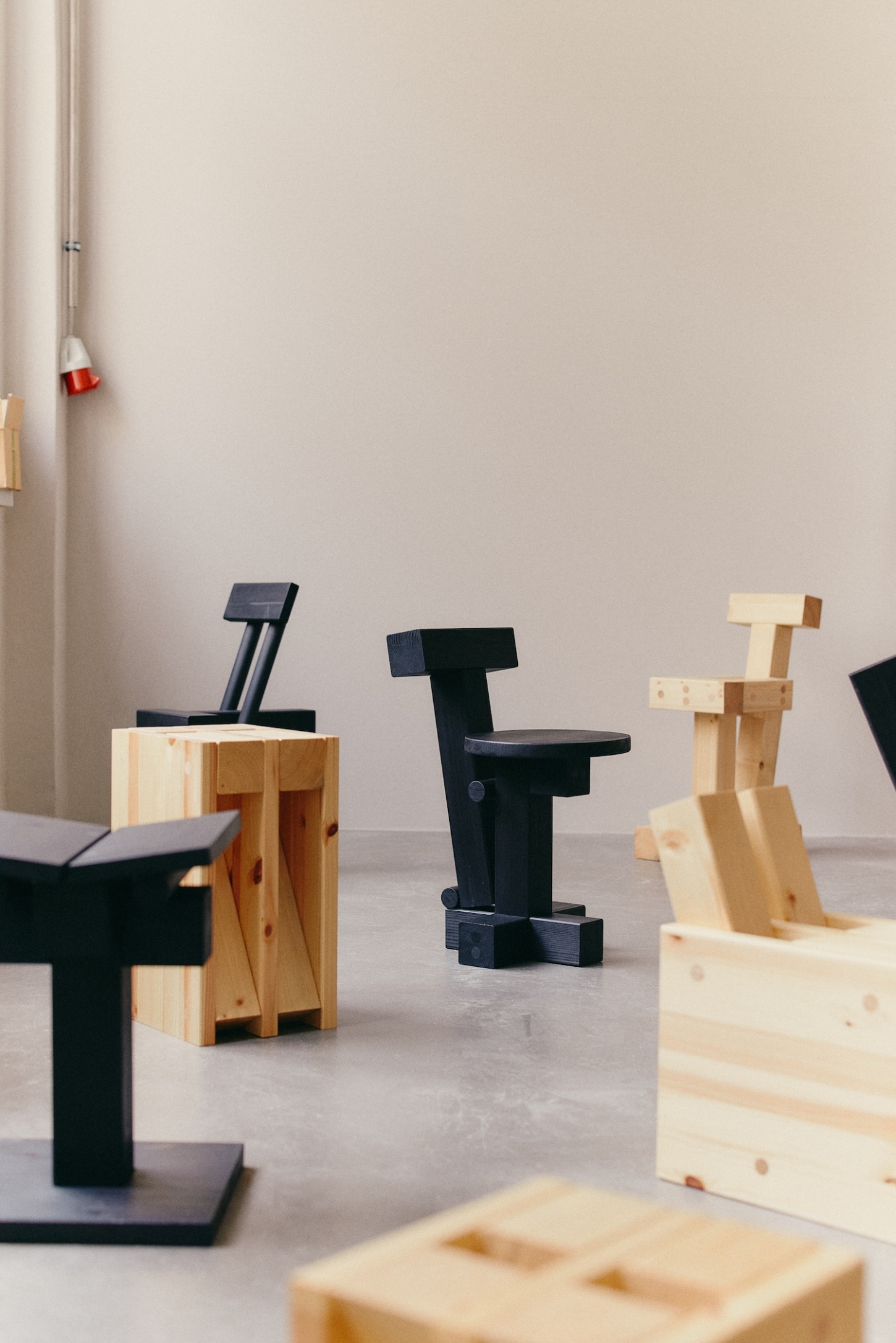 INDERGARTEN by Yellow Nose Studio is a collection of playful explorations of form and function wood objects seating