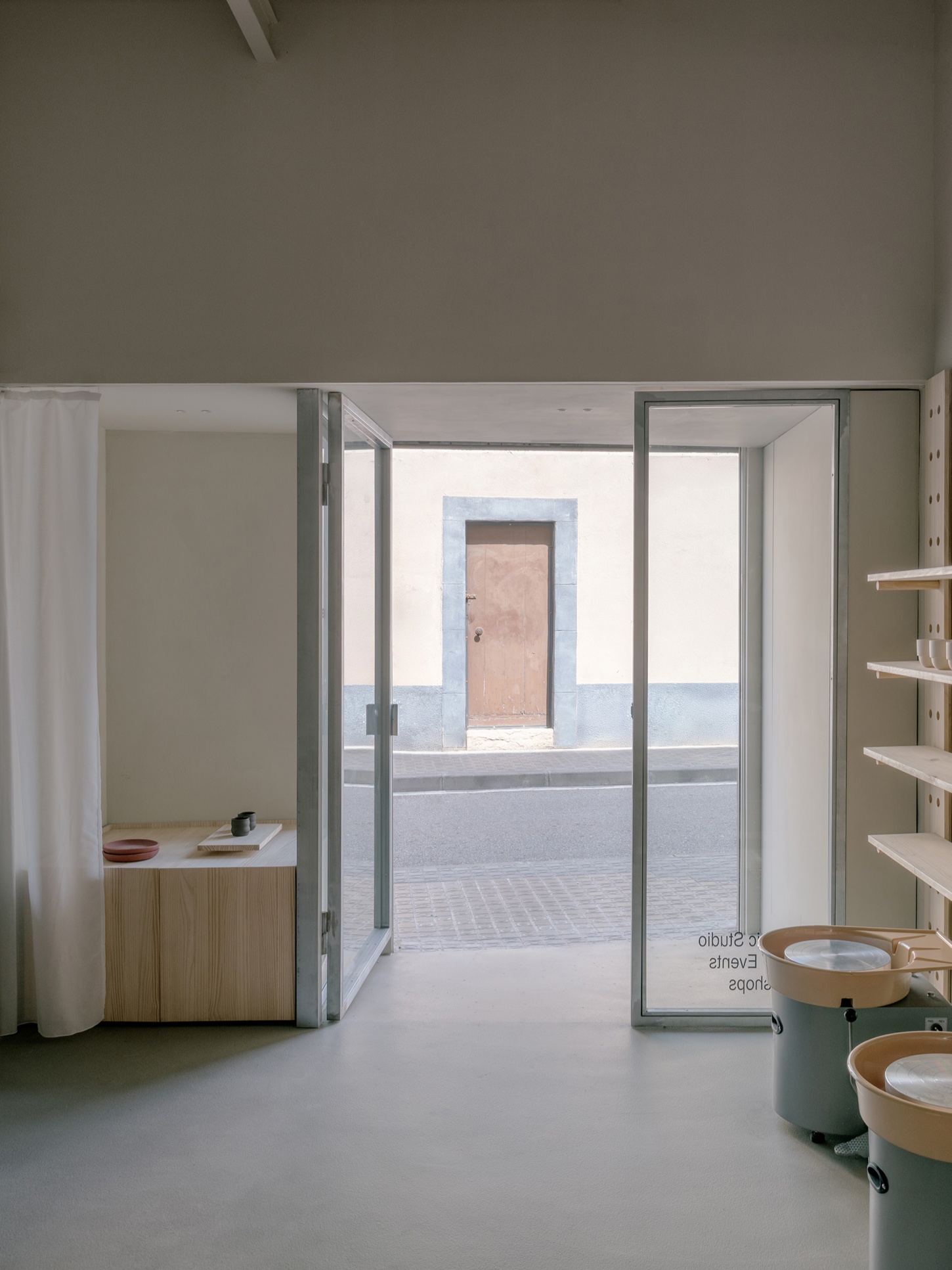 Catalina Studio by Correa Studio is a modular, tactile minimalist space for ceramic in Barcelona where form supports function and flow