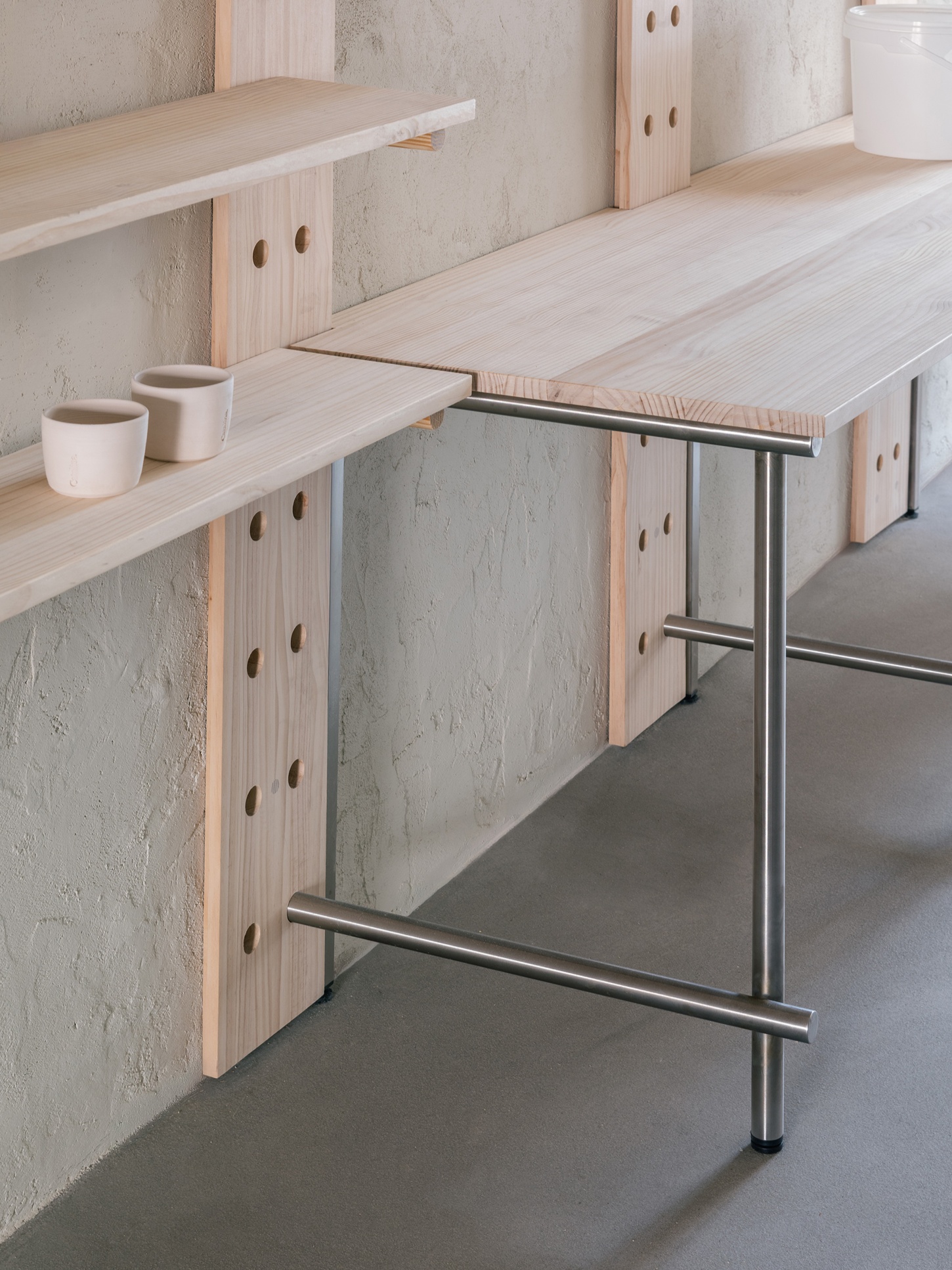 Catalina Studio by Correa Studio is a modular, tactile minimalist space for ceramic in Barcelona where form supports function and flow