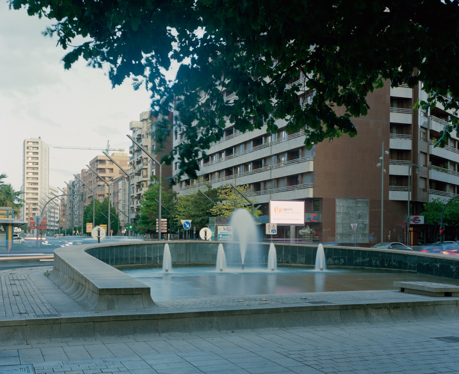 Round About Baths by Leopold Banchini — A public roundabout in Logroño transformed by Leopold Banchini's temporary installation of communal baths.