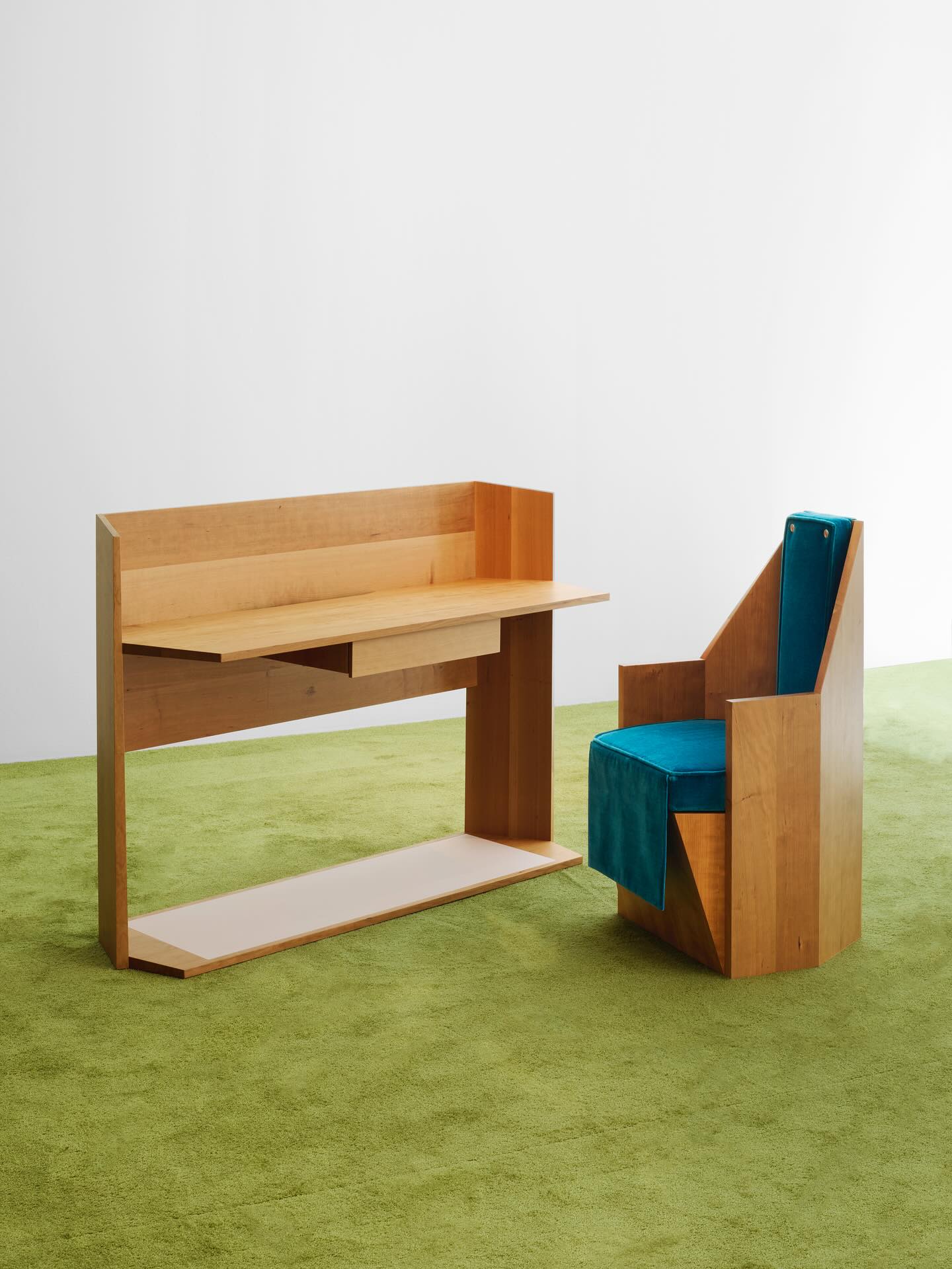 Formation by Formafantasma at Friedman Benda — A desk and chair ensemble demonstrating modular wooden construction with integrated storage.