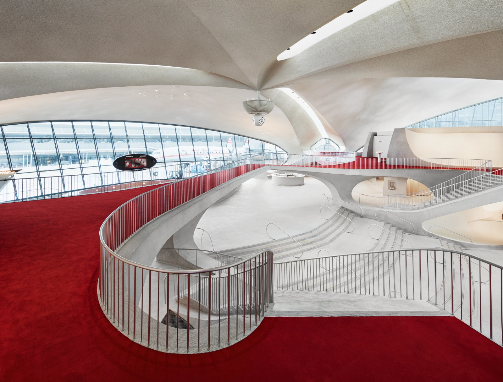 TWA Hotel by Eero Saarinen, architecture, interiors, hotel, concrete