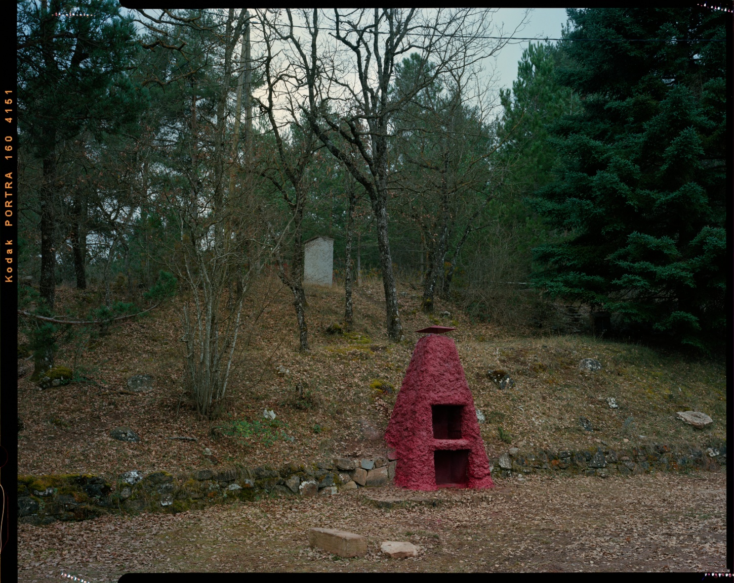 TEST perches prefab wooden house atop shotcrete pillars in barcelona woodlands spain