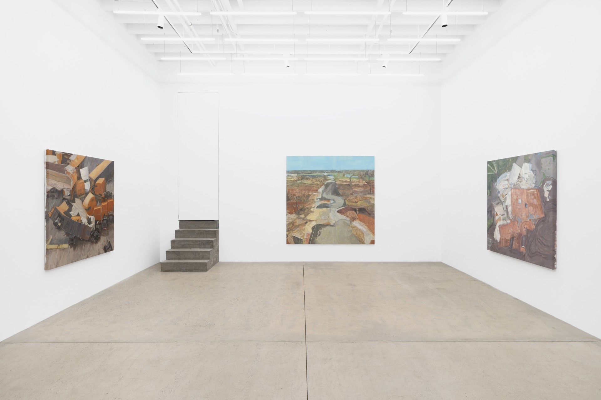 Mouthful of Dirty Copper by Rexy Tseng at Magenta Plains — A three-canvas exhibition across a white-walled gallery space demonstrates Tseng's engagement with material painting and spatial disruption.