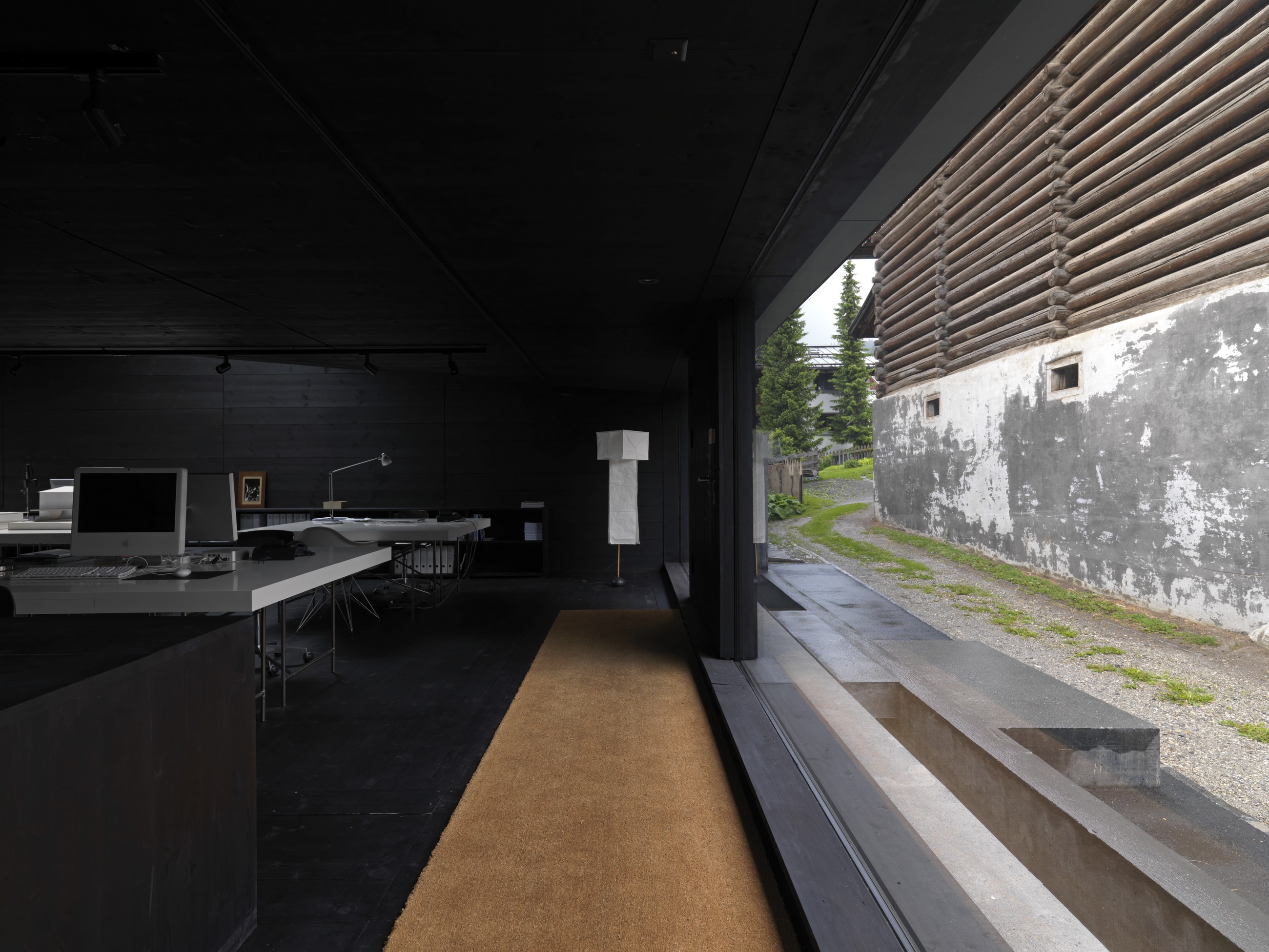 Valerio Olgiati Atelier, architecture, minimalism, black, wood, concrete