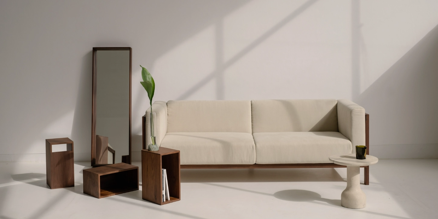 Lift Sofa by Julien Renault for MOR, craft, wood, minimalism, design