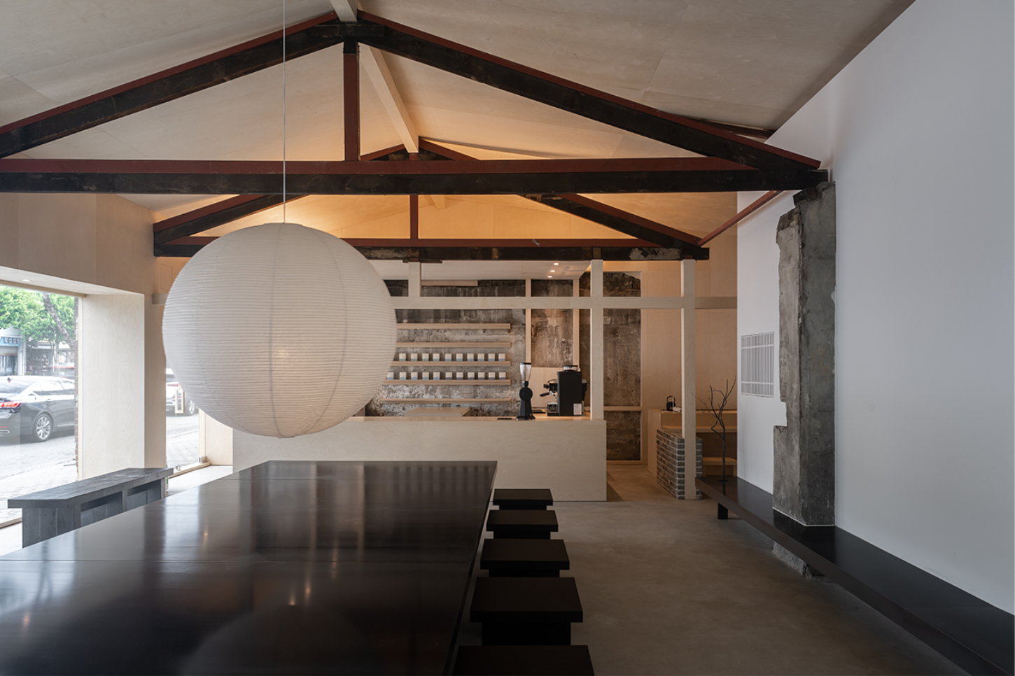 Mokki by GGJH, cafe, minimalism, steel, brick, renovation