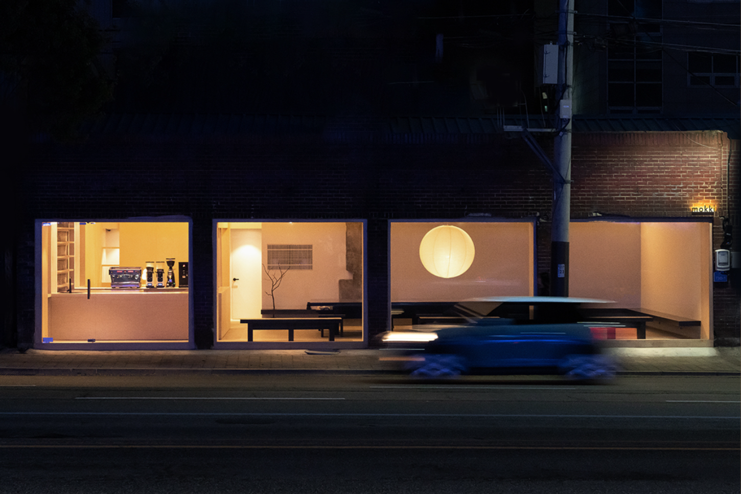 Mokki by GGJH, cafe, minimalism, steel, brick, renovation