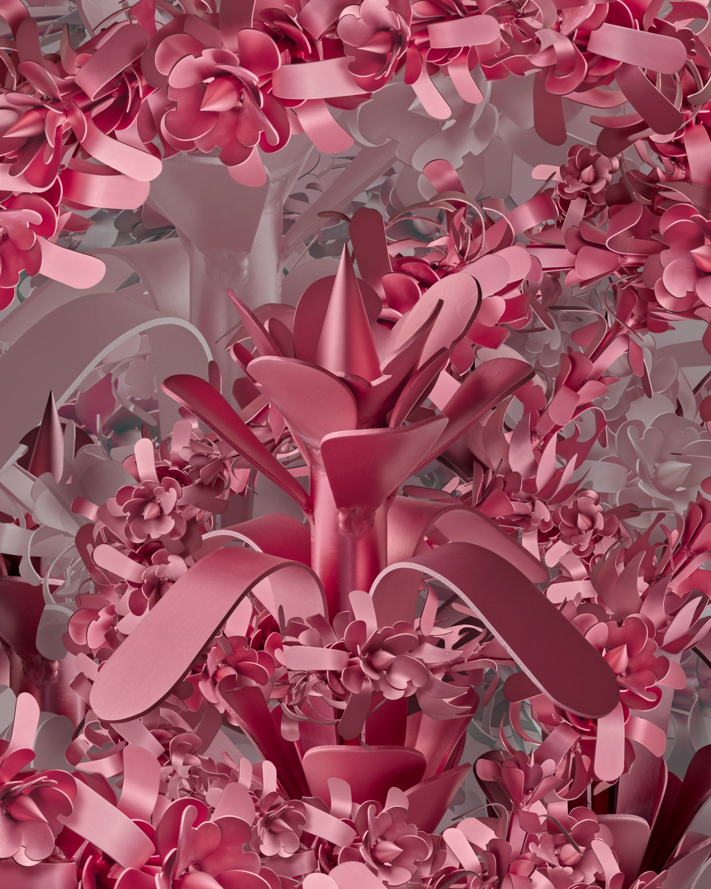 PINKDOM by Knit Pigment — PINKDOM presents a monochromatic study in carved wood rendered in vivid hot pink.