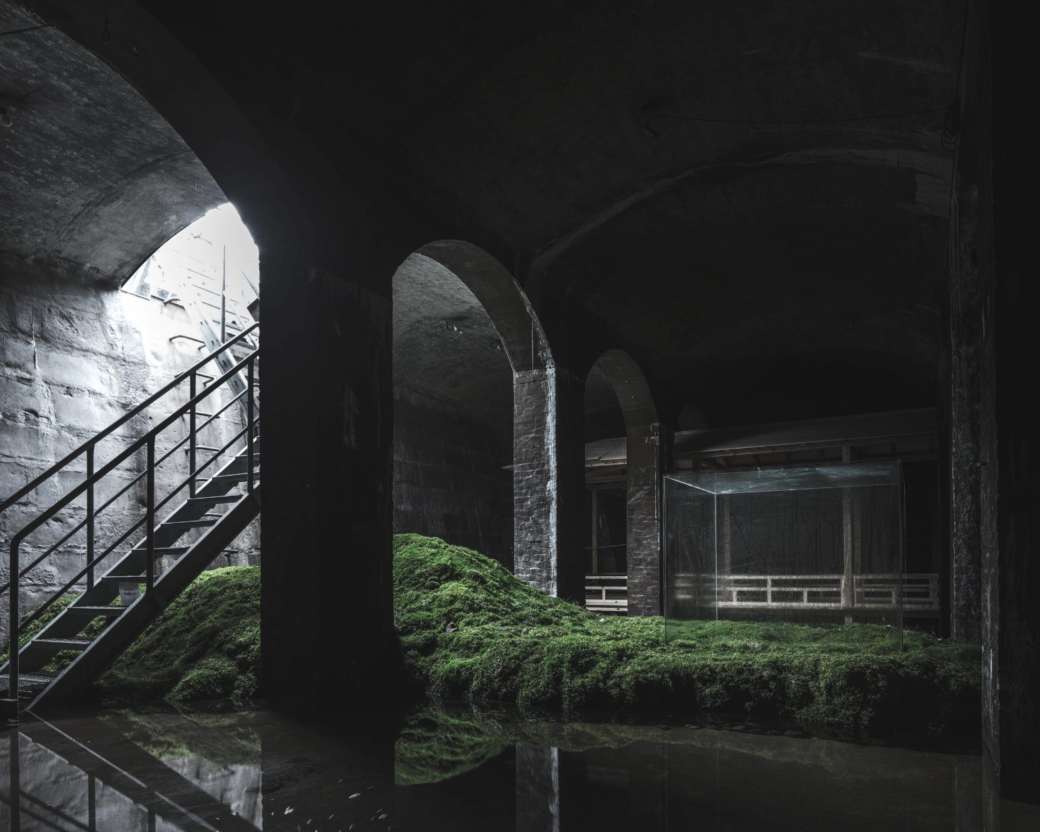 The Water by Hiroshi Sambuichi at Cisternerne, art, installation, nature, architecture, glass
