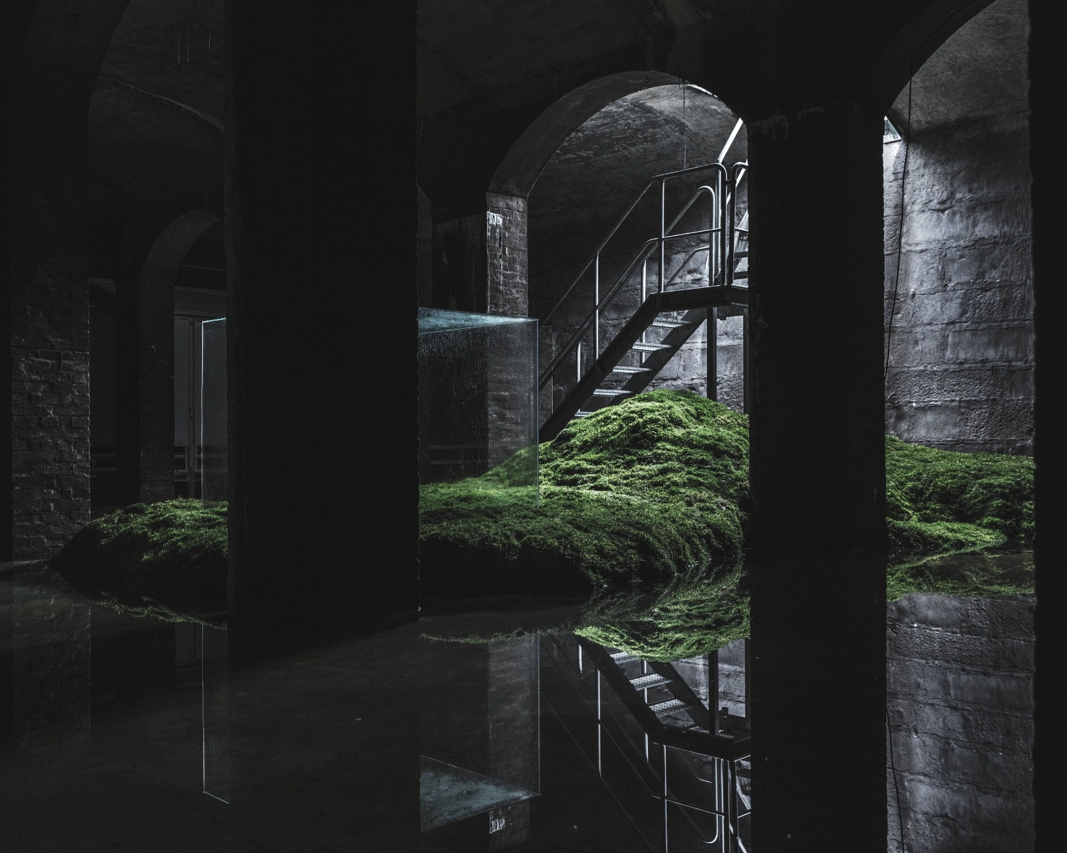The Water by Hiroshi Sambuichi at Cisternerne, art, installation, nature, architecture, glass