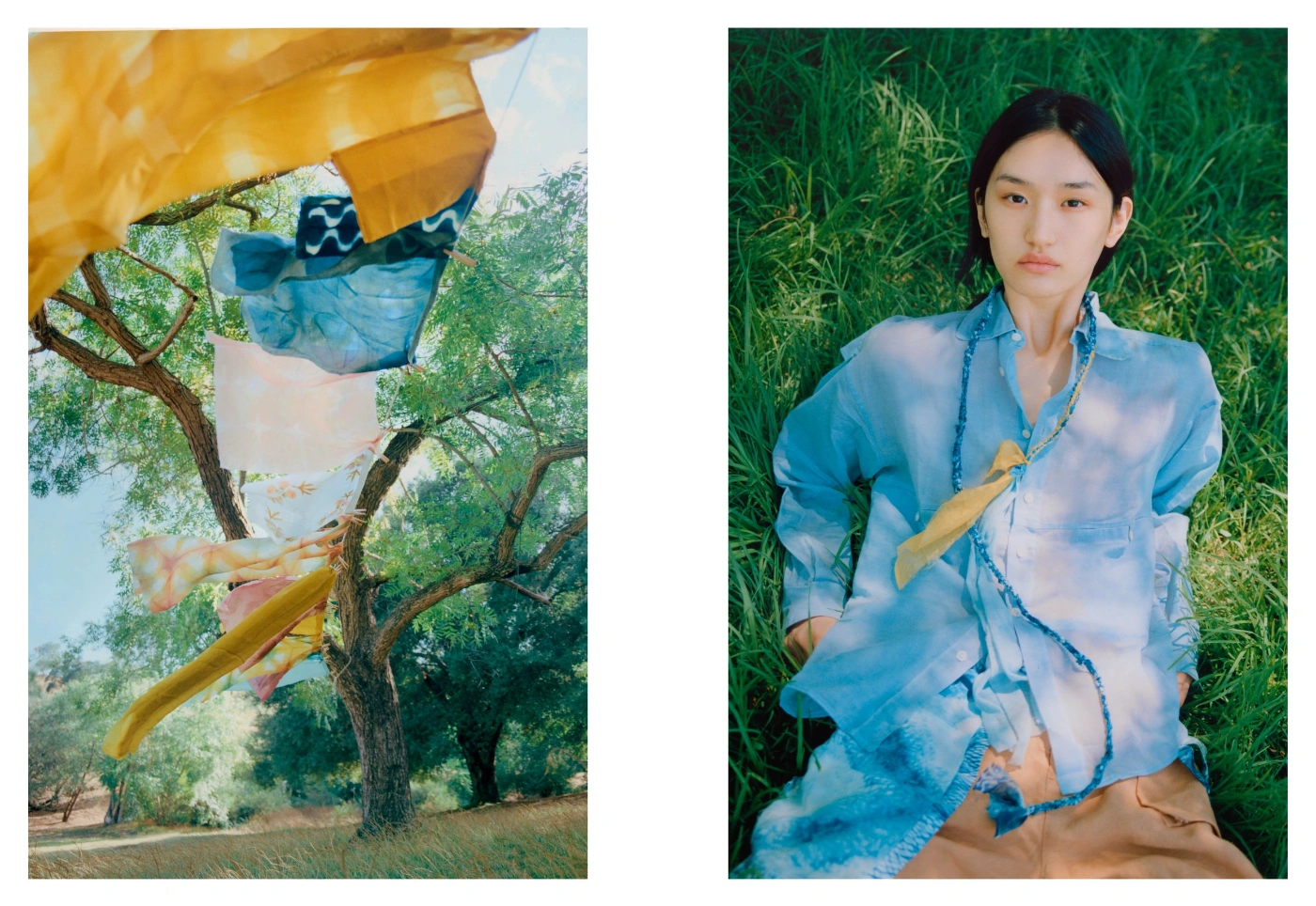 Selected works by Arianna Lago — Diptych pairing abstract still life with portraiture.