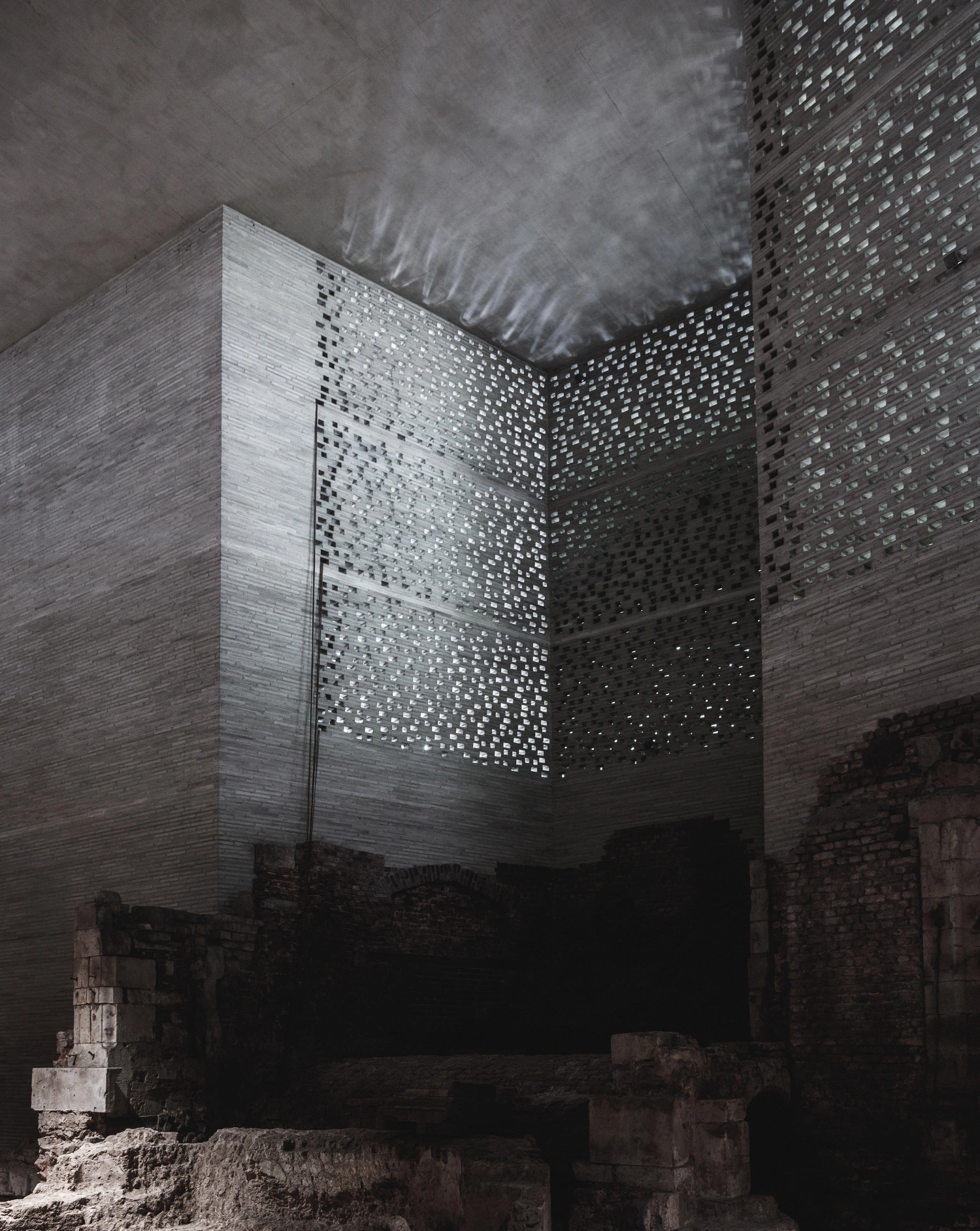 Kolumba Museum by Peter Zumthor captured by Rasmus Hjortshøj, architecture, museum, exhibition, artspace, grey