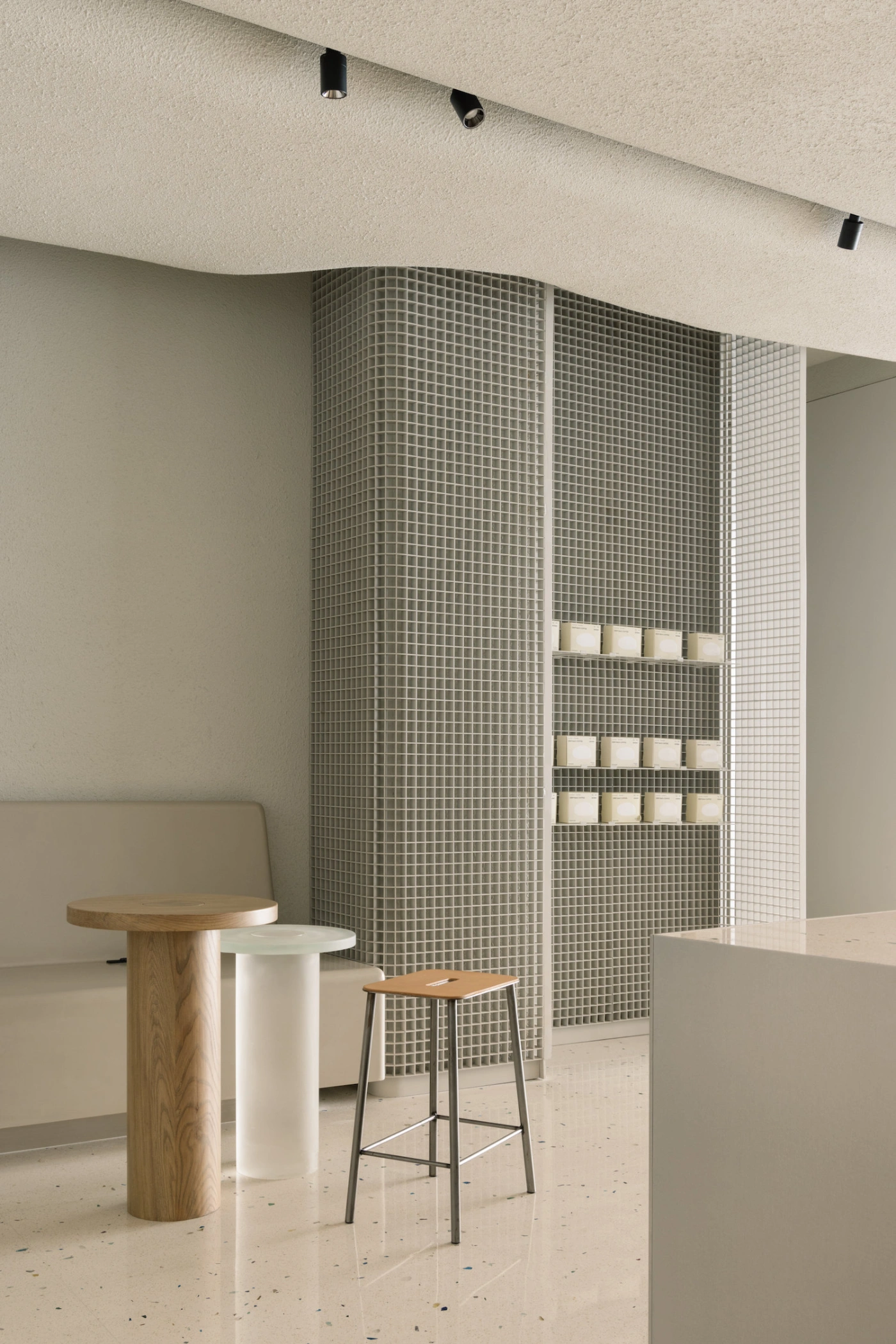 Fishtank by Office AIO, cafe, china, interiors, minimalism, grey