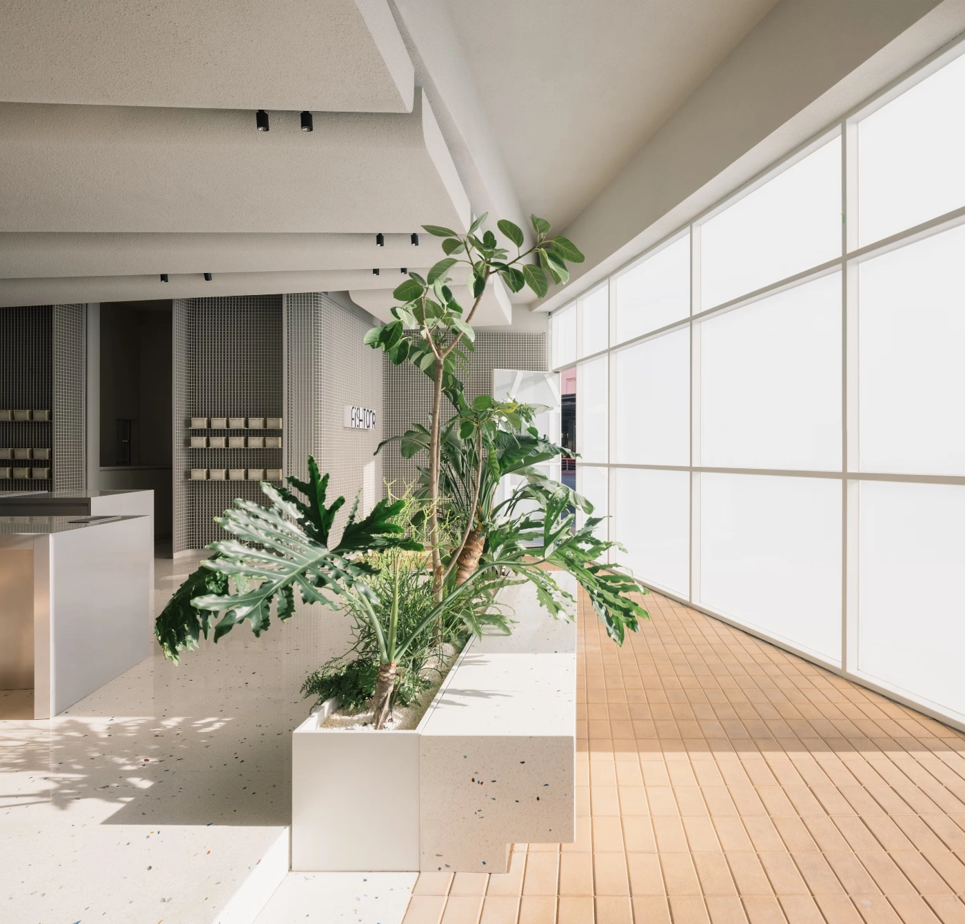 Fishtank by Office AIO, cafe, china, interiors, minimalism, grey