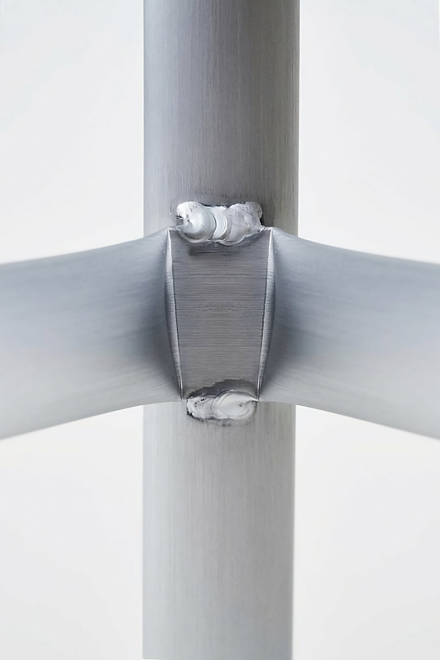 MONOCHROME by Ximi Li — Close-up detail of welded aluminum joint from MONOCHROME project, revealing fabrication methods central to Li's practice.