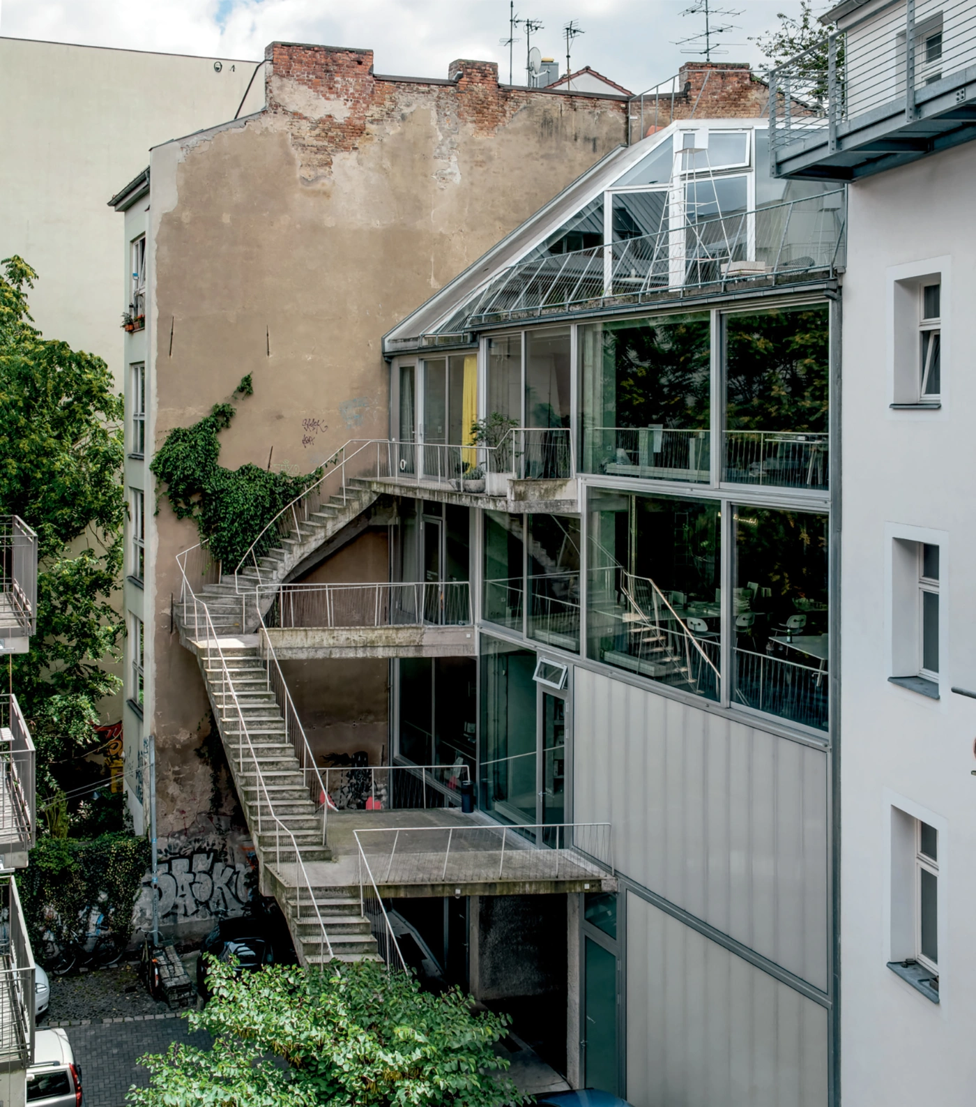 Brunnenstrasse 9 by Brandlhuber+ by Brandlhuber & Emde & Burlon — A sectional view of Brandlhuber's intervention reveals the layered complexity of the ruin conversion.