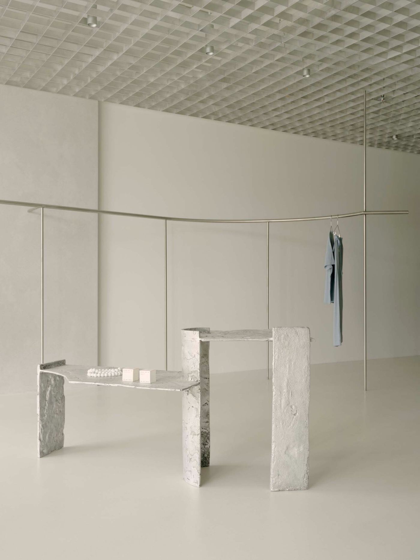 Deiji Studios Store by Pattern Studio, stone, concrete, interiors, public