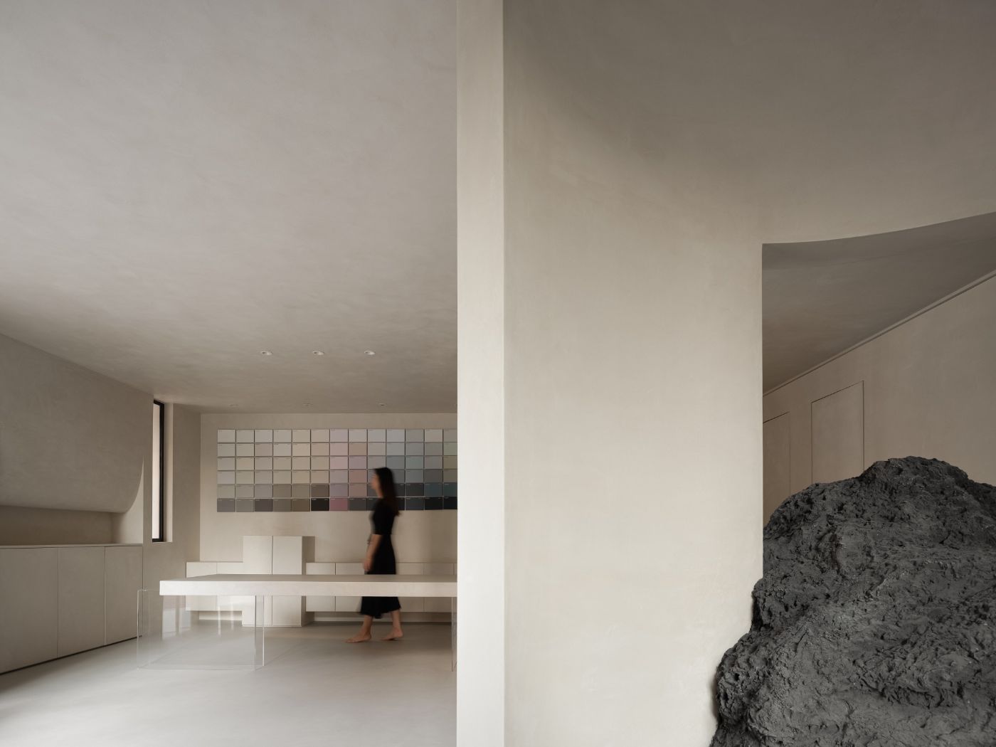 Novacolor Store by LICO Design — The Novacolor Store interior stages a deliberate juxtaposition of materials within a minimalist spatial framework.