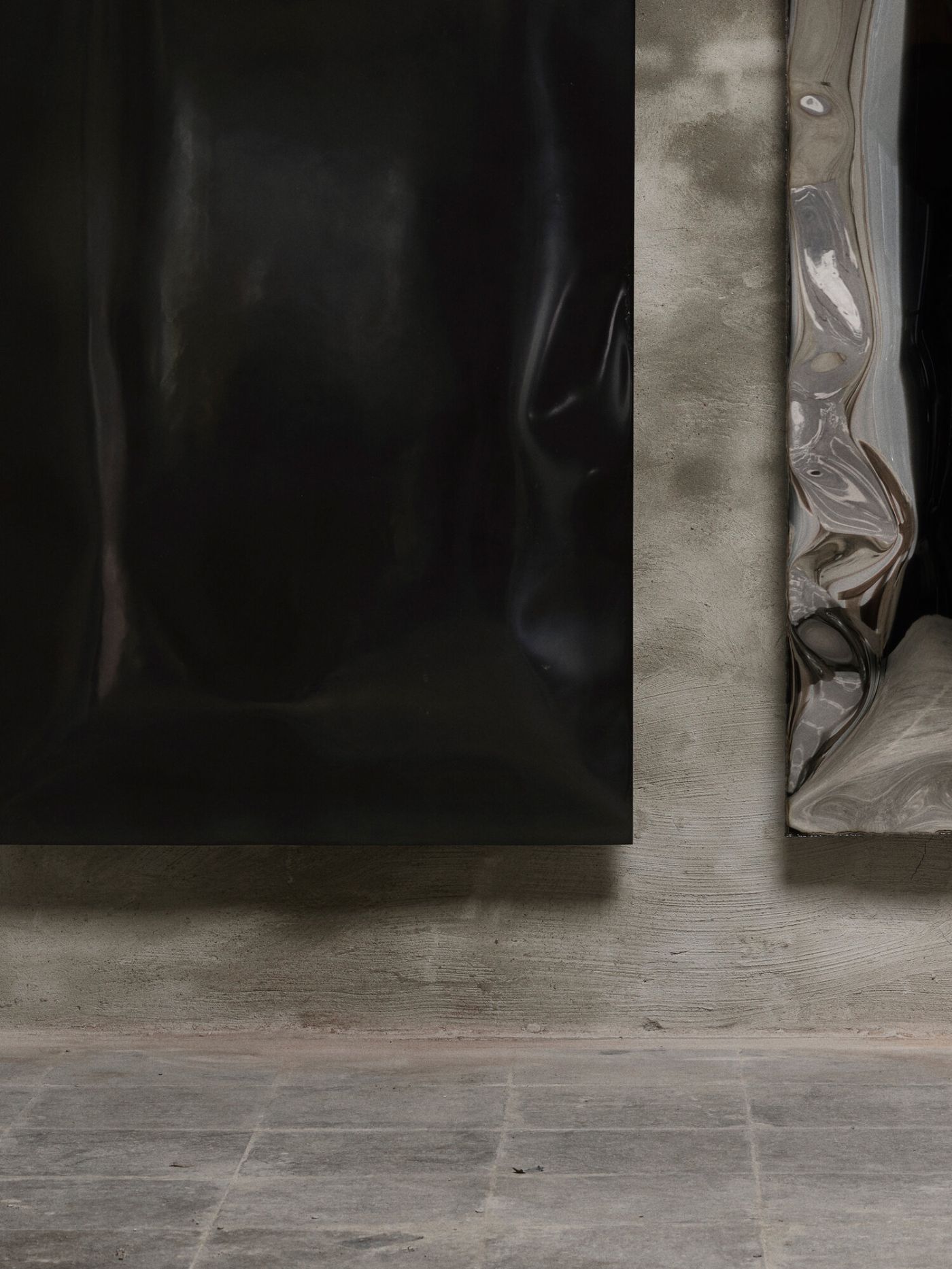In Hale Wallpiece by Ben Storms — A close-up threshold view of the In Hale Wallpiece positioned against a textured stone wall.