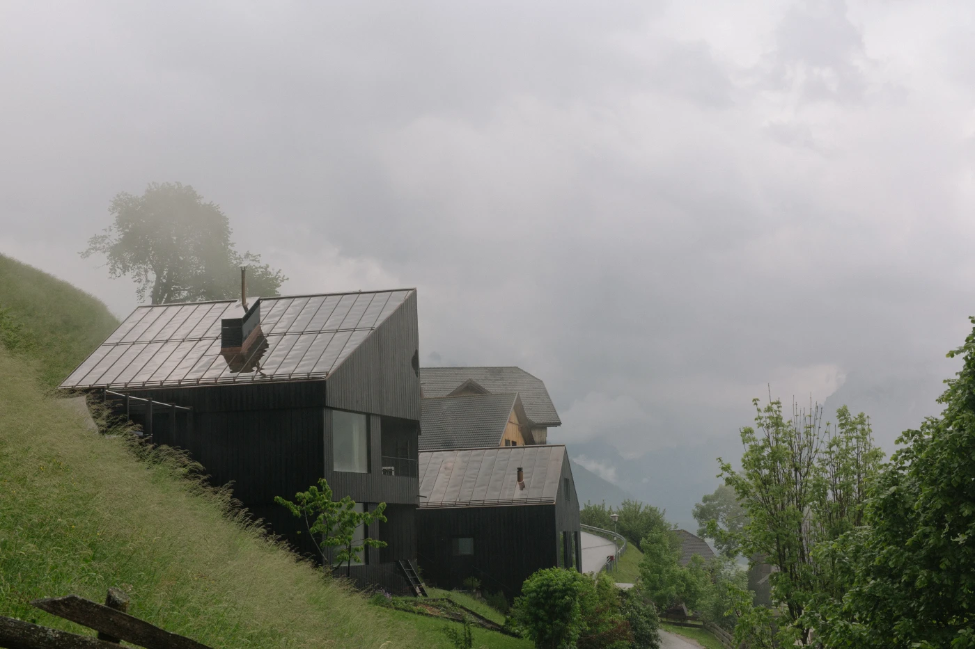 Chalet La Pedevilla captured by Thisispaper Studio, black, house, minimalism, concrete, interiors