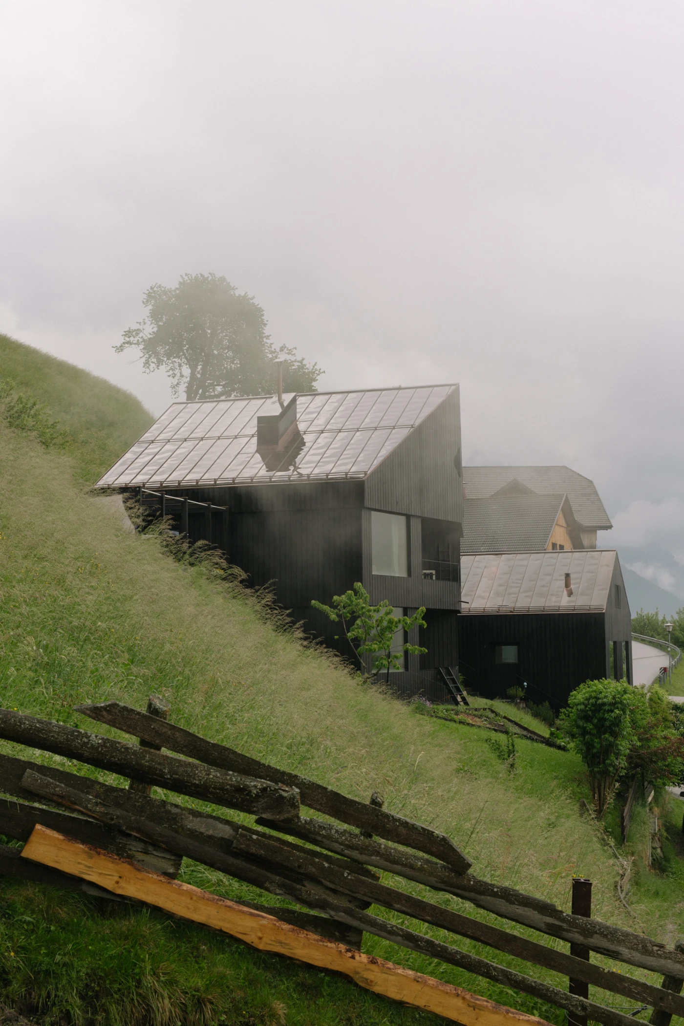 Chalet La Pedevilla captured by Thisispaper Studio, black, house, minimalism, concrete, interiors