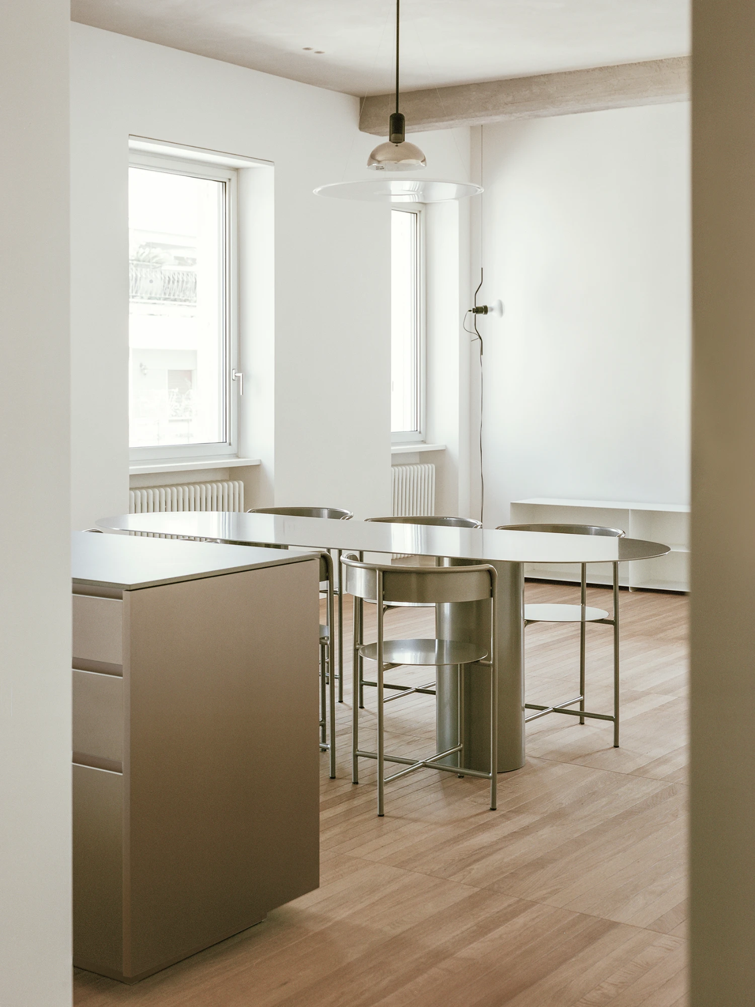 Via Latina apartment by SET Architects, metal, wood, white, minimalism, apartment