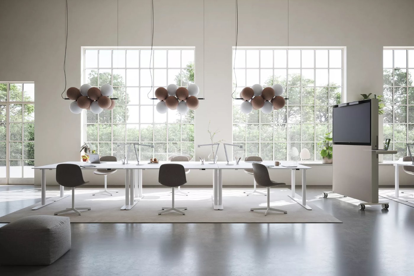 Abstracta Agile by Studio Stockholm by Studio Stockholm for Abstracta — A flexible office workspace demonstrating modular furniture systems for contemporary work environments.