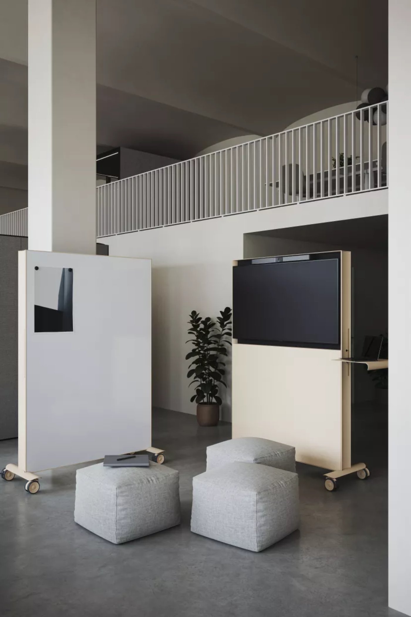Abstracta Agile by Studio Stockholm by Studio Stockholm for Abstracta — Mobile partition system demonstrating flexible office configuration.