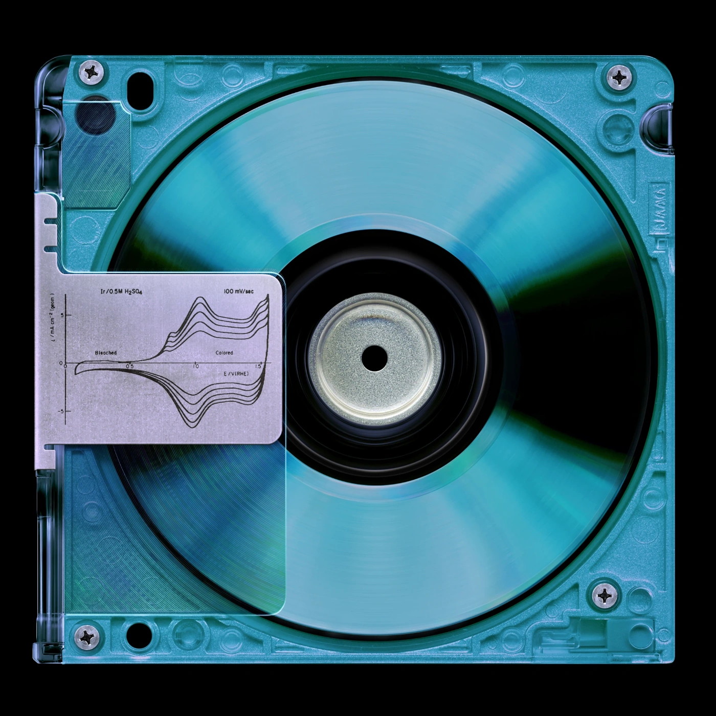Tomb Series by David Rudnick — A turquoise polycarbonate jewel case dominates the composition, centered against pure black void.